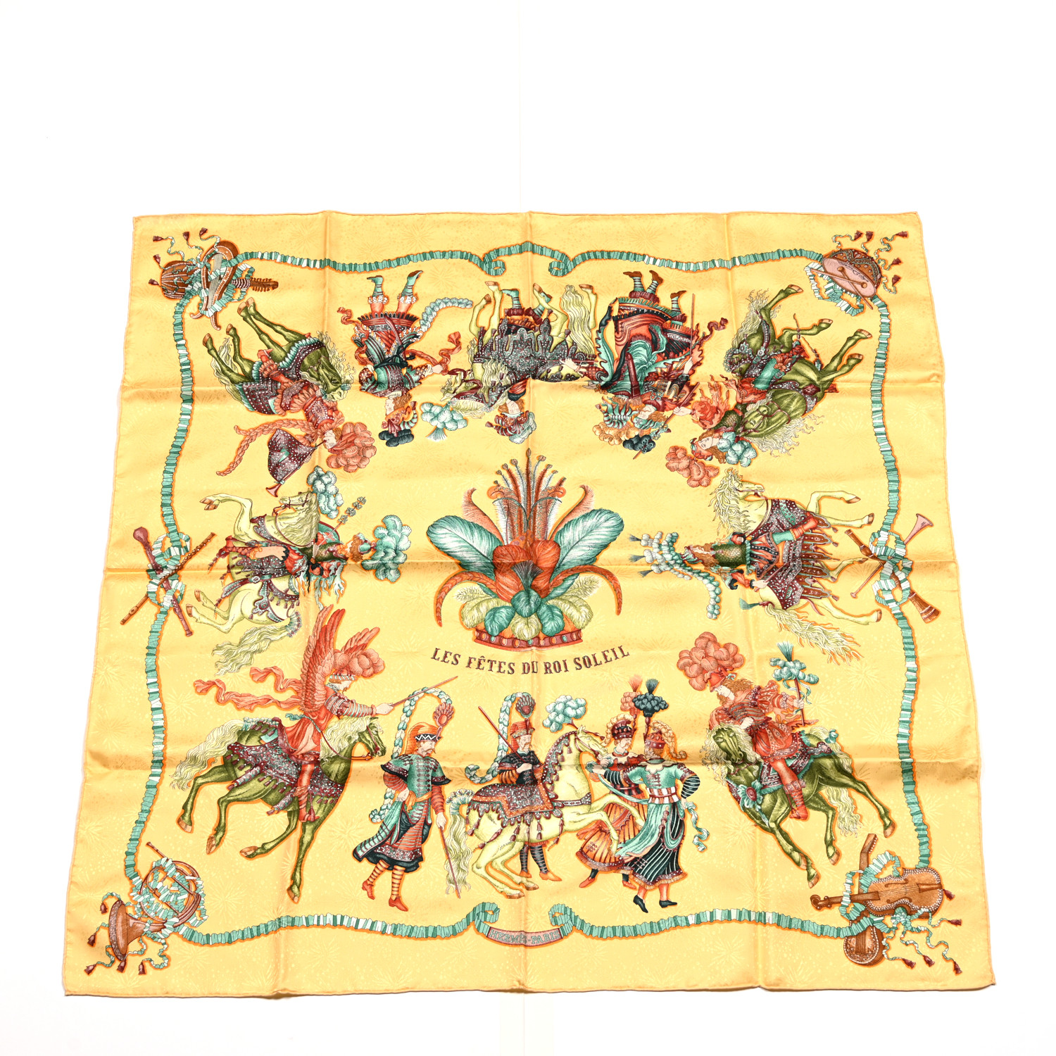 HERMÈS LES FÊTES DU ROI SOLEIL カレ90 スカーフ HERMES Silk Les Fetes du Roi Soleil Scarf 90 1666361