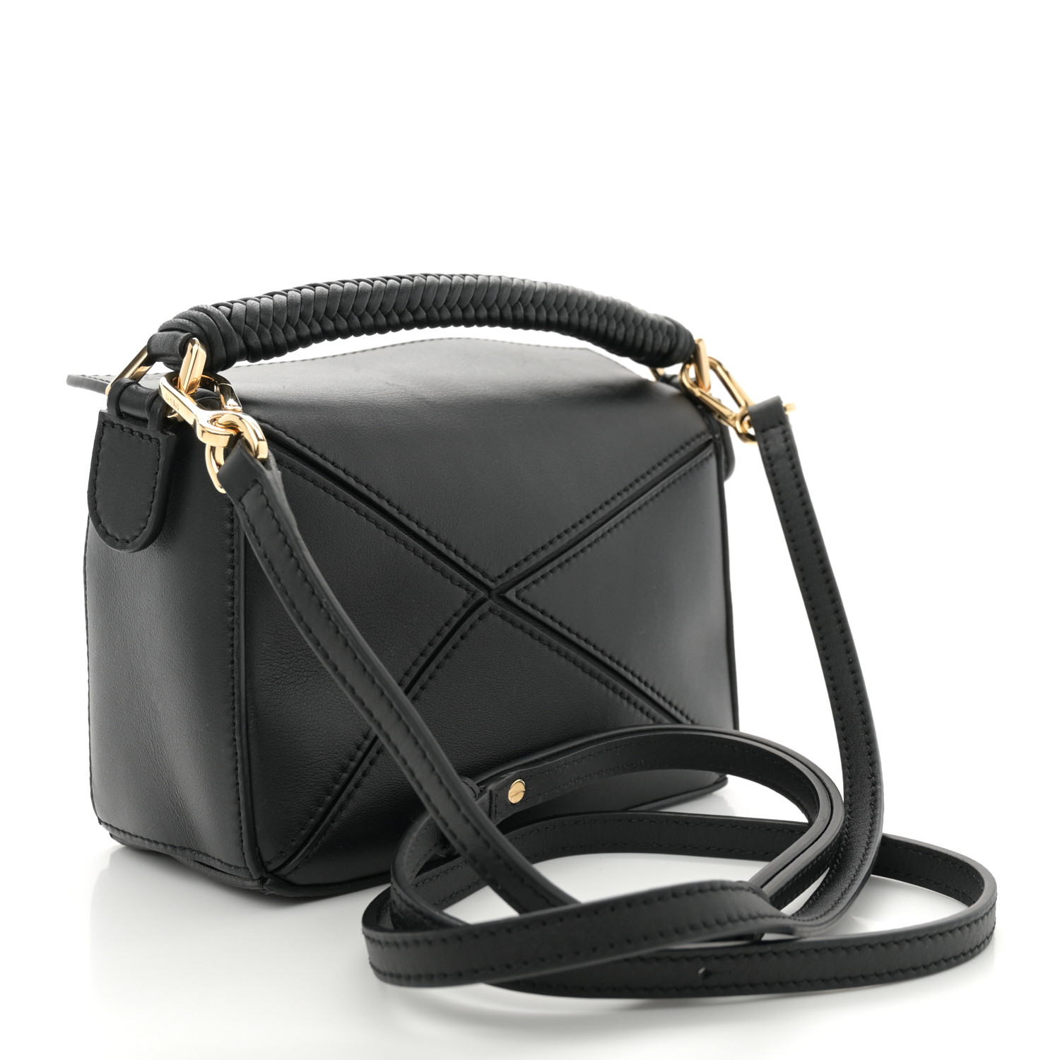 LOEWE Calfskin Mini Woven Puzzle Bag Black 1693024