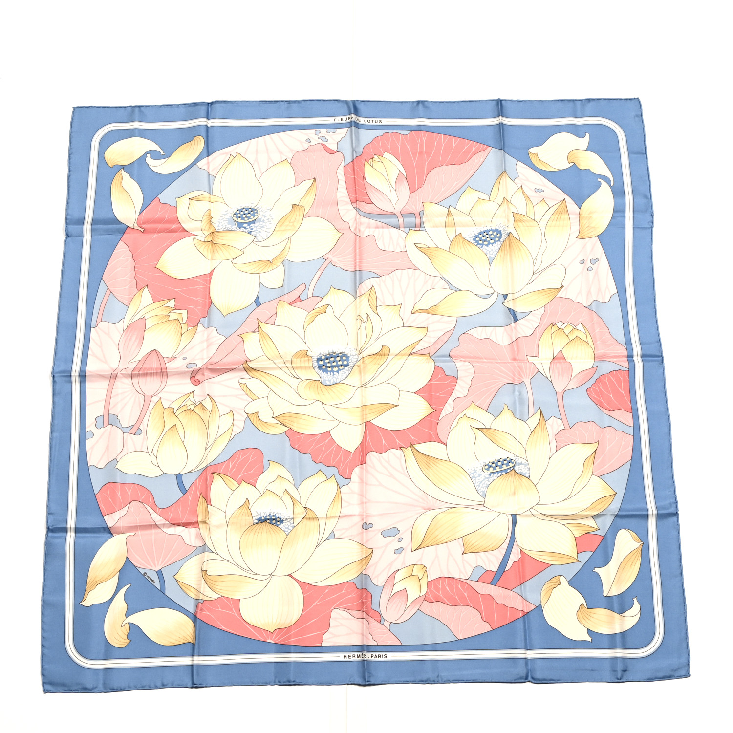 HERMES Silk Fleurs de Lotus Scarf 90 1686709 | FASHIONPHILE