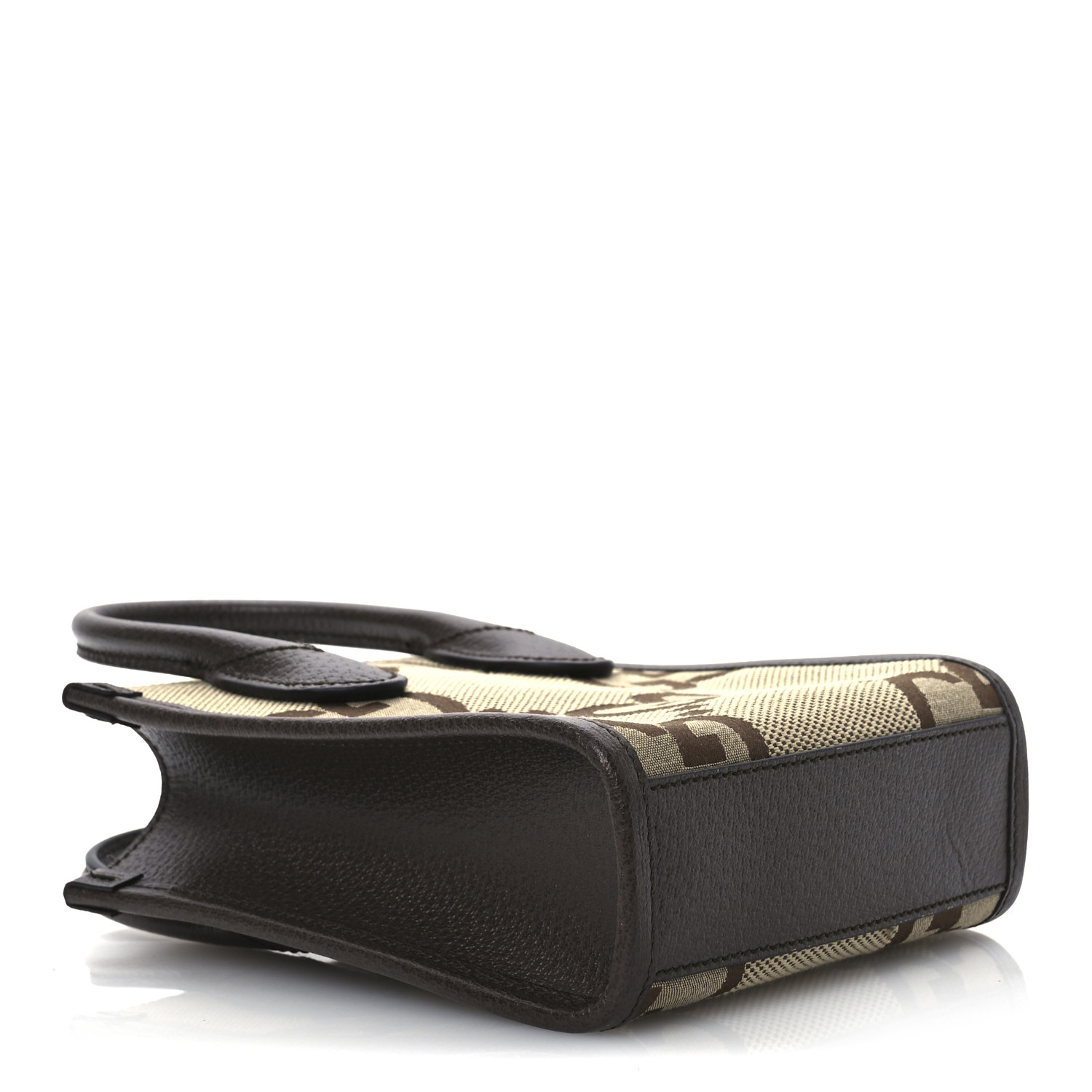 GUCCI Monogram Jumbo GG Textured Dollar Calfskin Web Mini