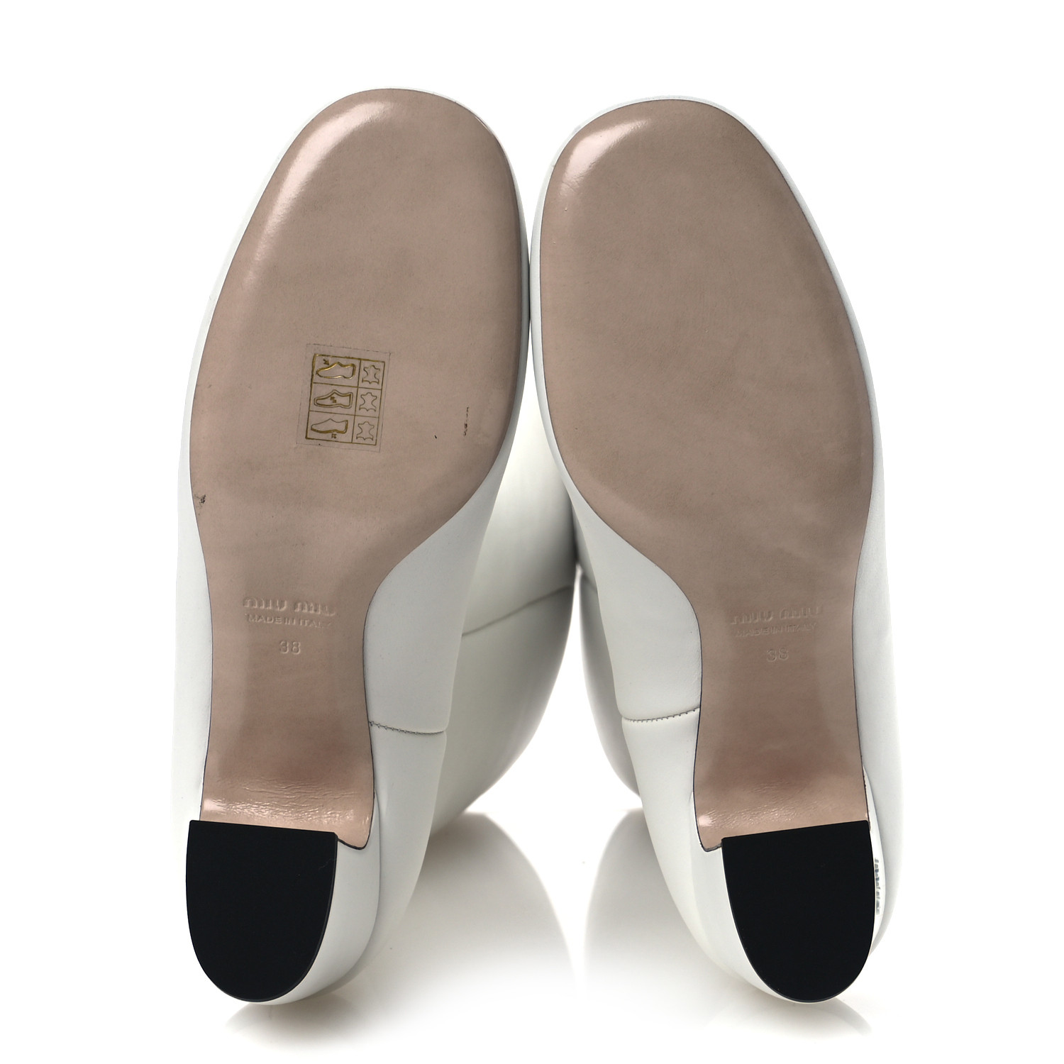 ミヤ〜38 MIU MIU Calfskin Knee High Heel Boot 38 White 1684138