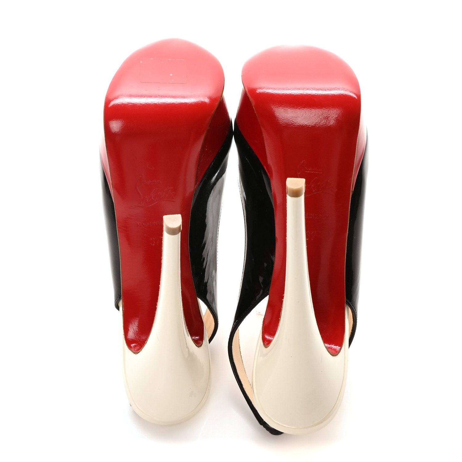 CHRISTIAN LOUBOUTIN Patent Lady Peep Sling 150 Pumps 37