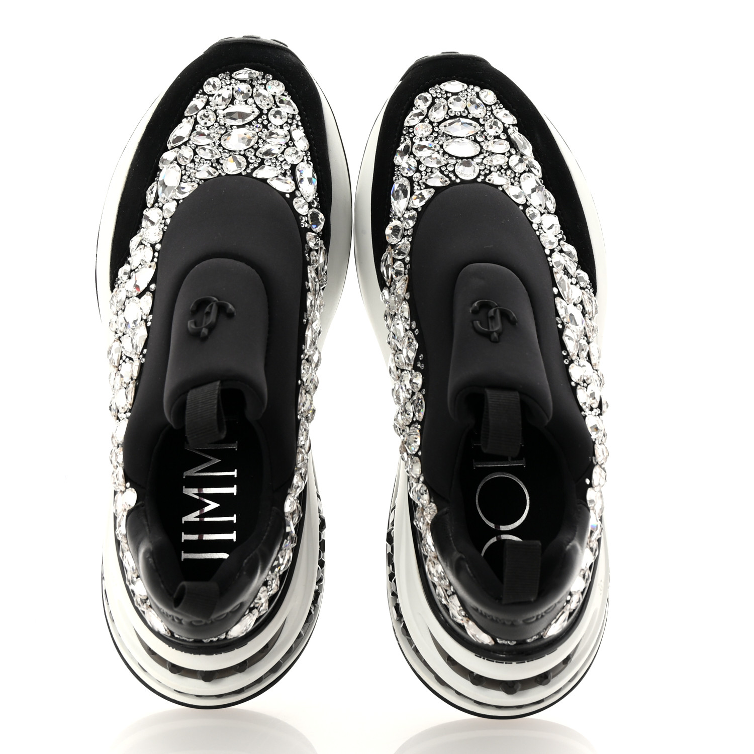 JIMMY CHOO Neoprene Calfskin Crystal Memphis Sneaker 38