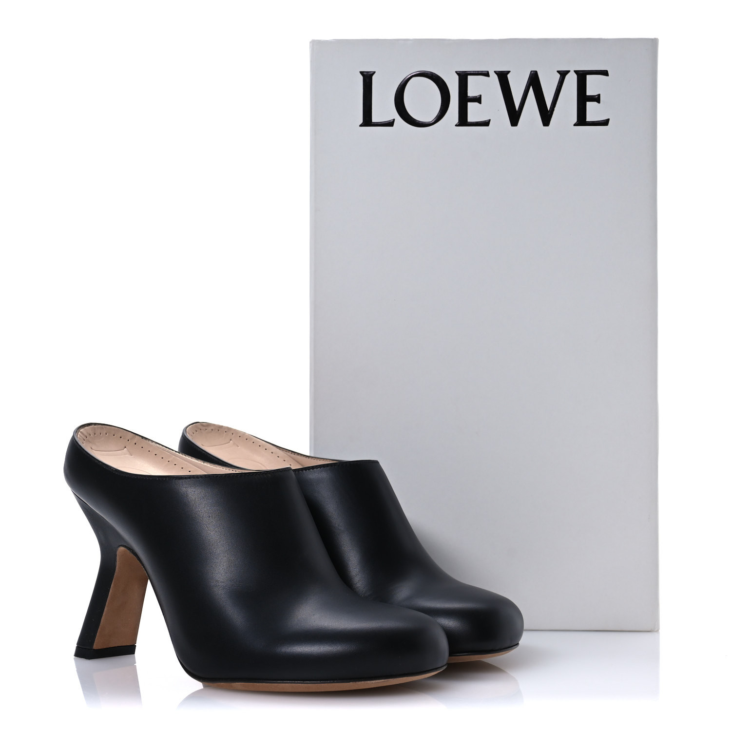 LOEWE Calfskin 90 Terra Mules 37 Black 1665123 | FASHIONPHILE