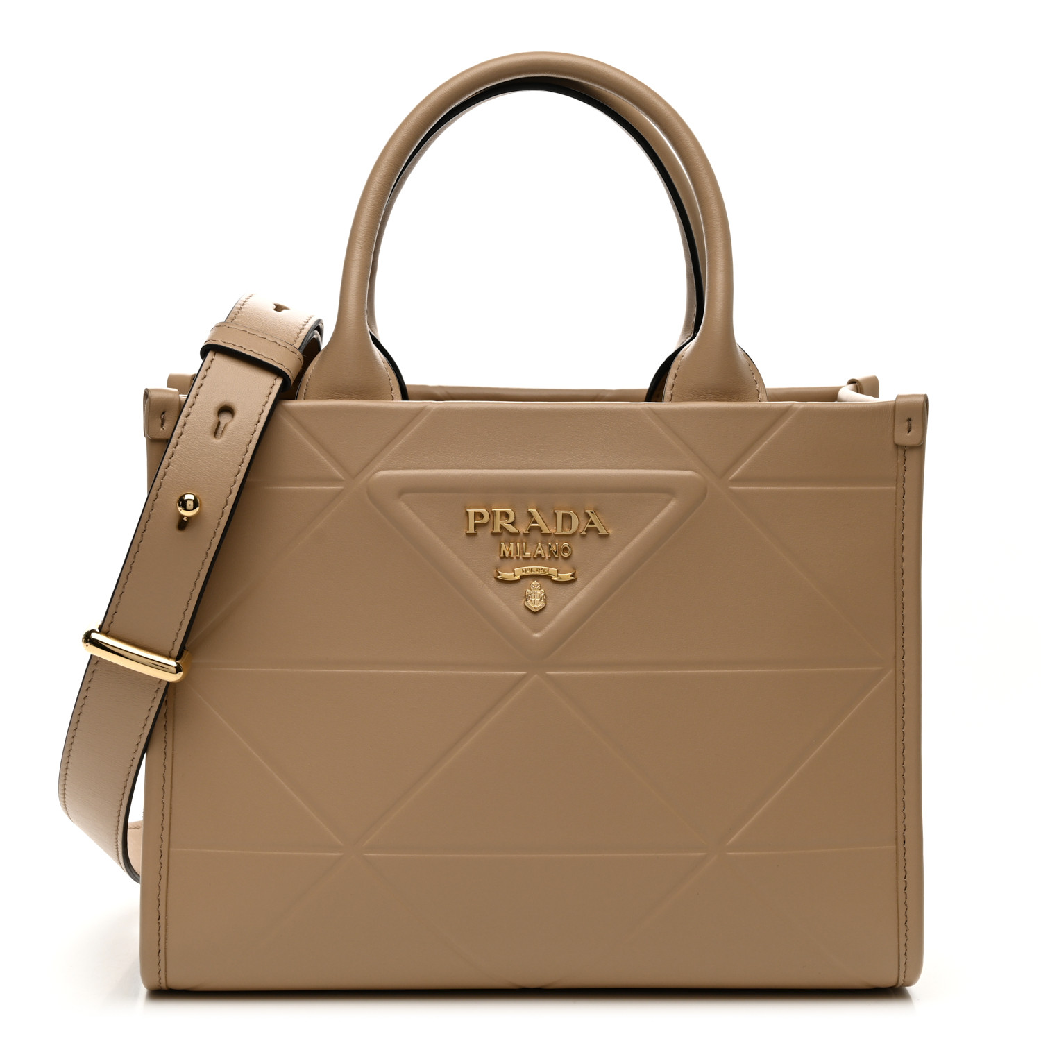 PRADA Soft Calfskin Triangolo Symbole Embossed Mini Tote