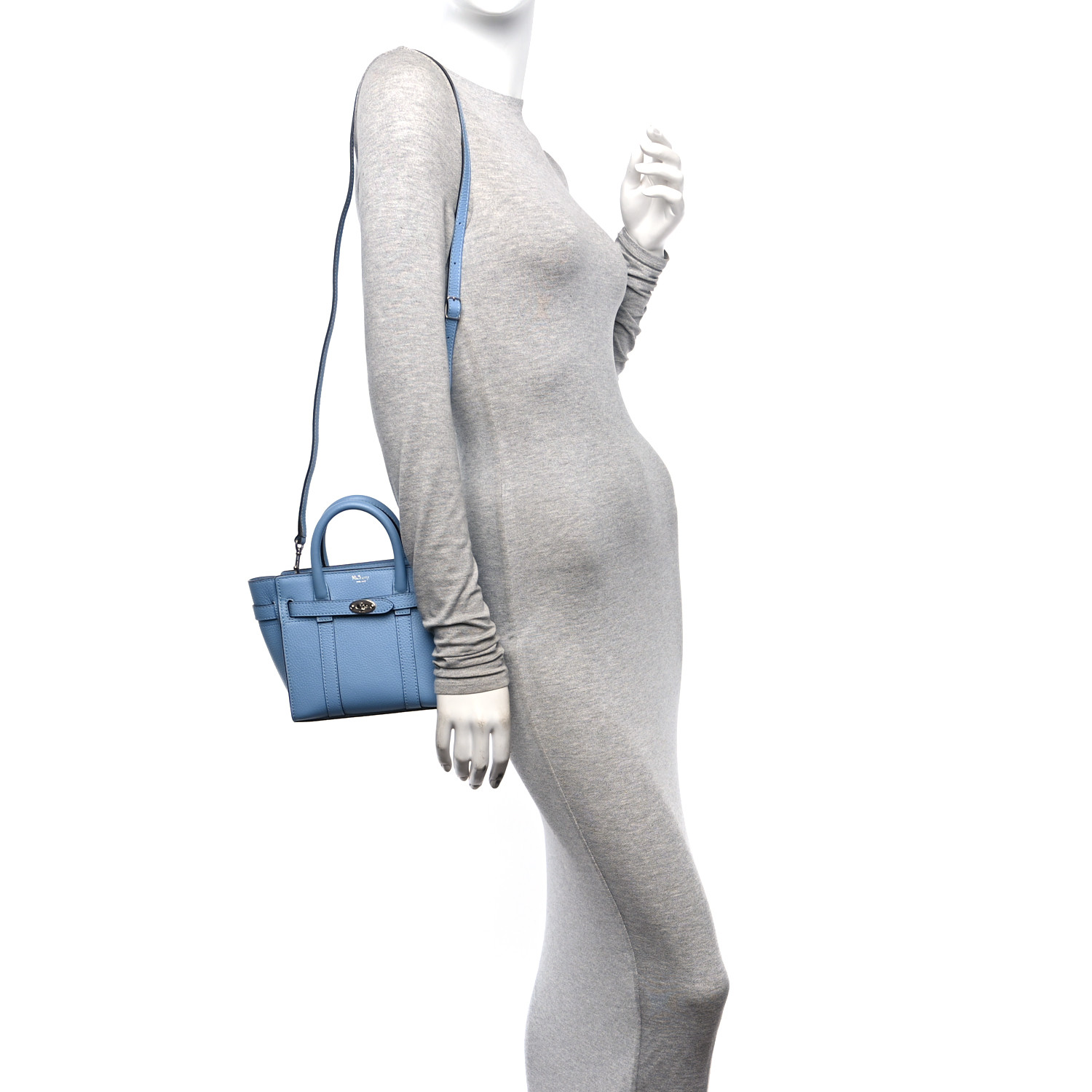 MULBERRY Small Classic Grain Micro Zipped Bayswater Pale