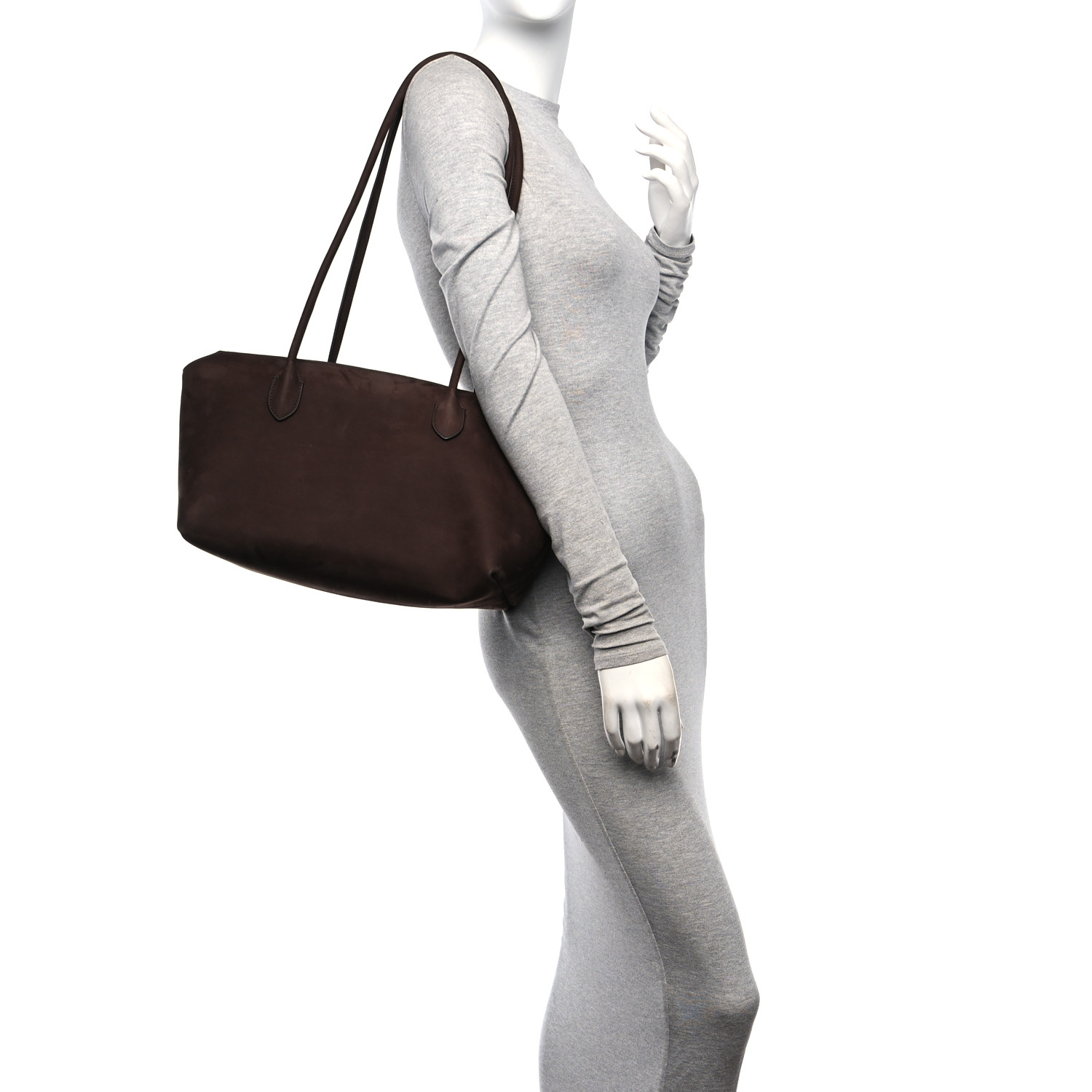 The Row Terrasse ヌバック ショルダーバッグ Dark Mocha 本革製 THE ROW Nubuck Terrasse Bag Dark Mocha 1606235 | FASHIONPHILE