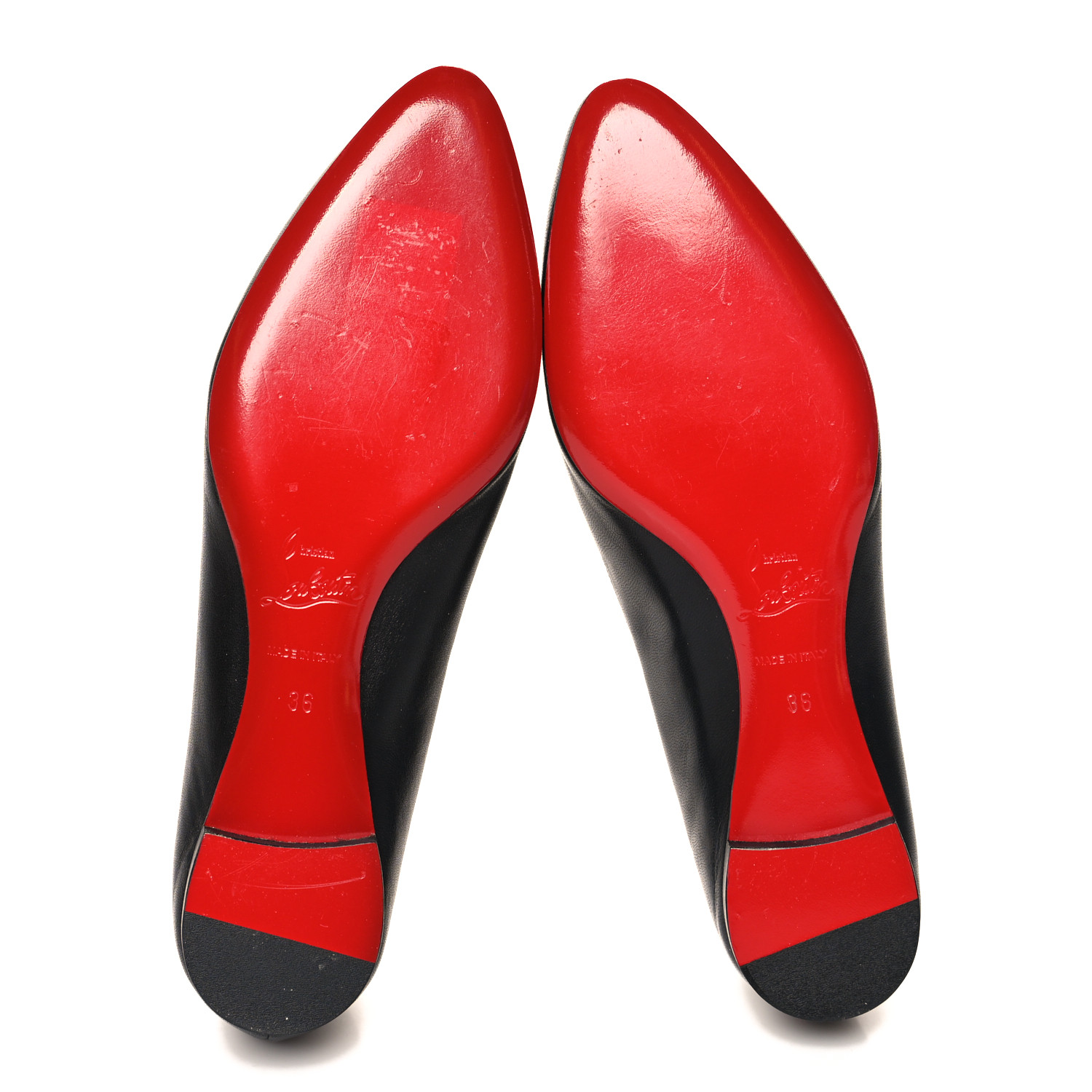 Christian Louboutin FLAT NAPPA 36 美品 CHRISTIAN LOUBOUTIN Shiny Nappa Eloise Flats 36 Black