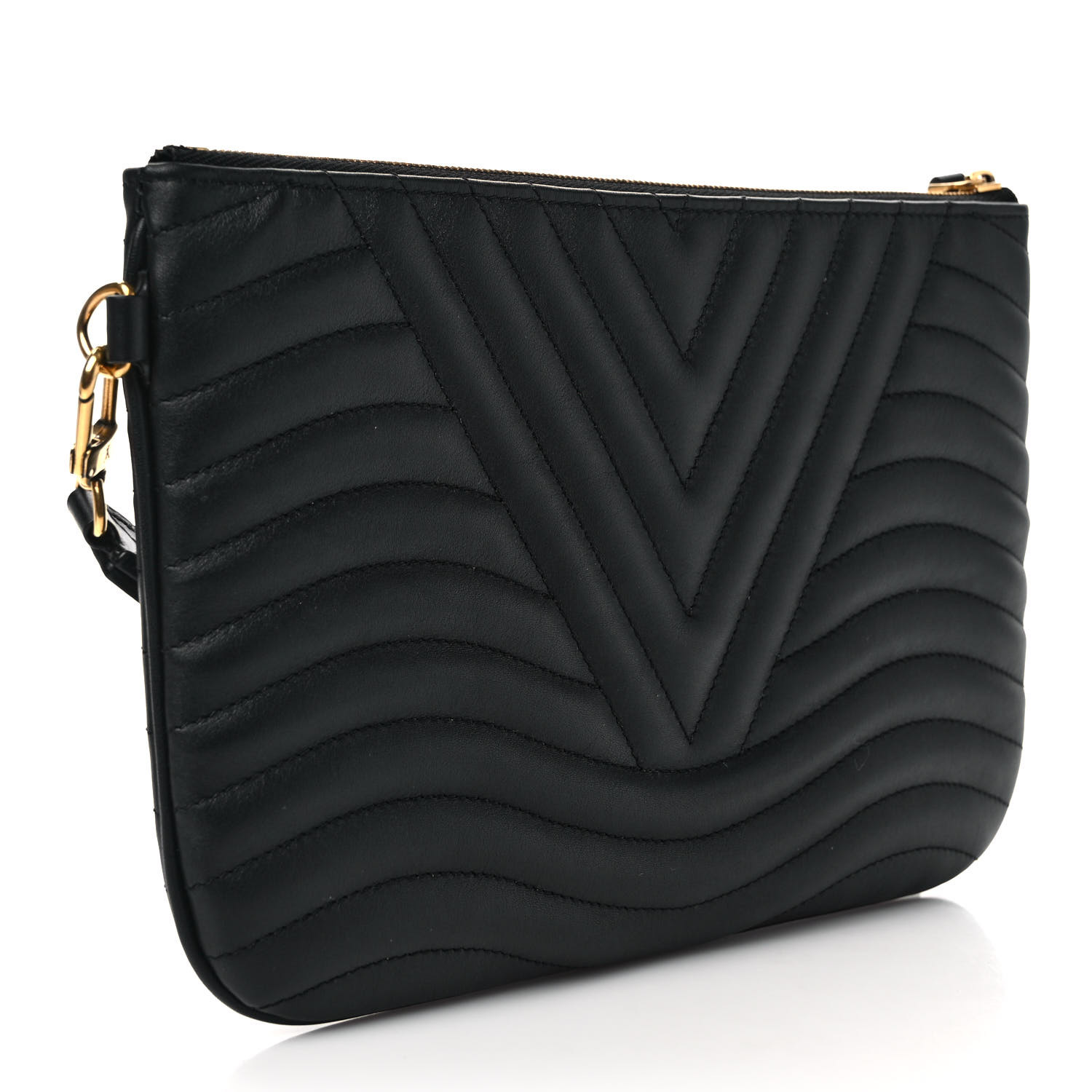 LOUIS VUITTON Calfskin New Wave Zipped Pochette Black