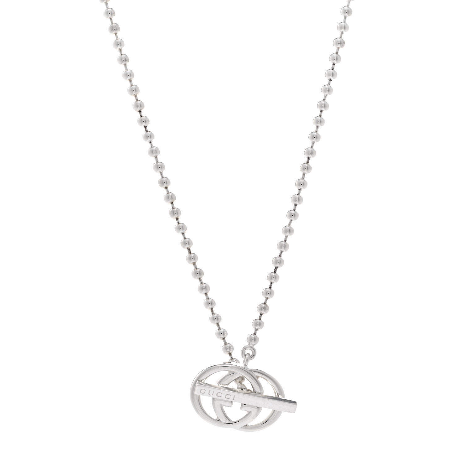 国内発送★Gucci Silver Interlocking G Toggle Necklace GUCCI Sterling Silver Interlocking G Brit Toggle Necklace