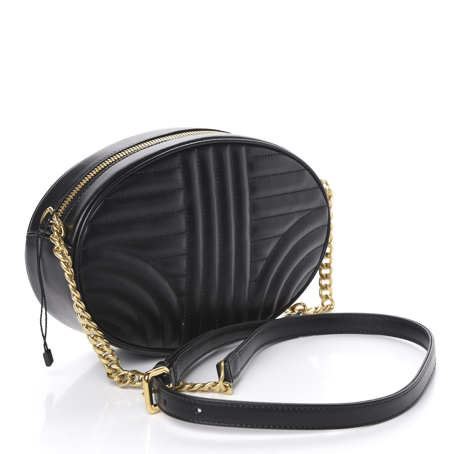 PRADA Soft Calfskin Oval Diagramme Crossbody Bag Black