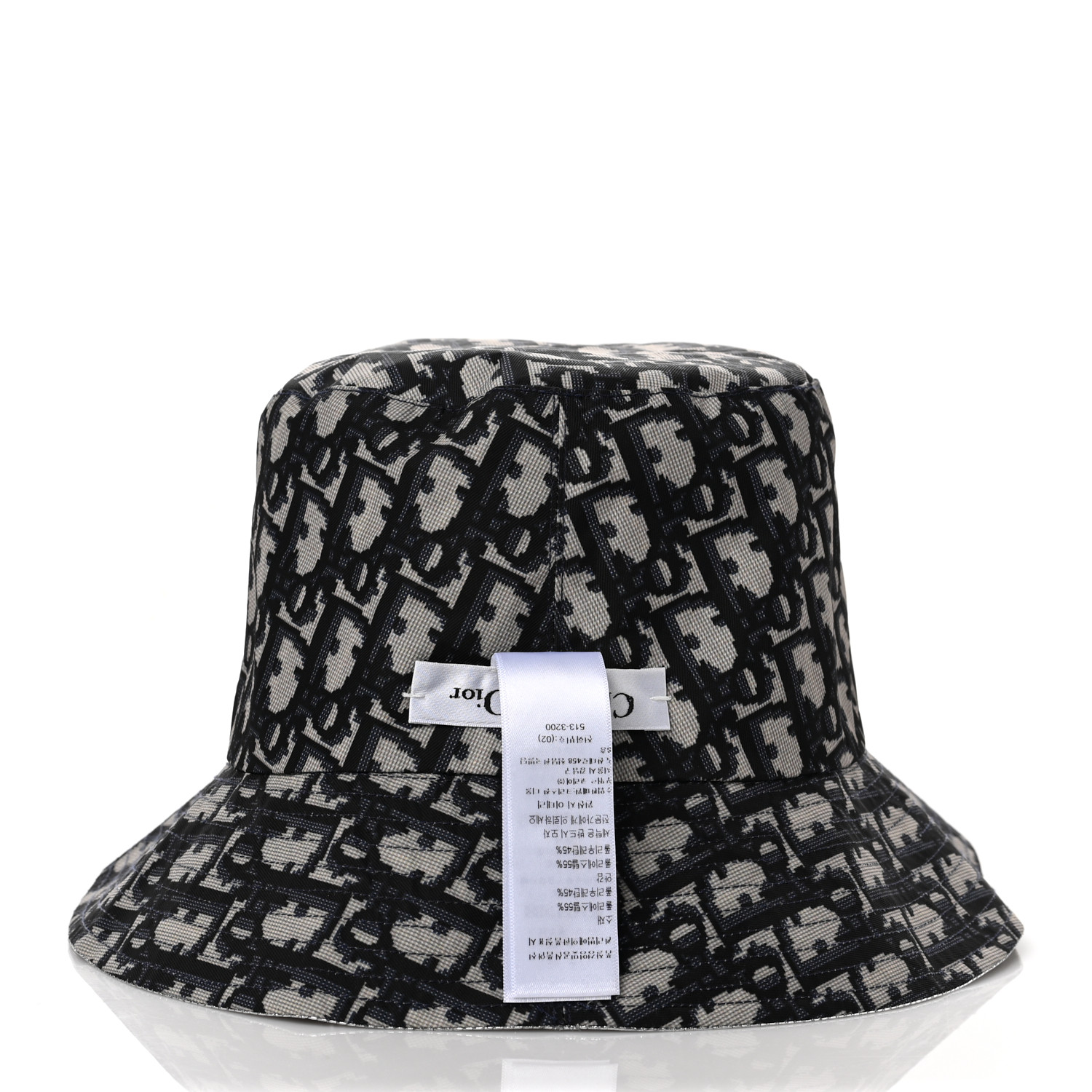 Christian Dior Navy Blue Synthetic Reversible Teddy-D Oblique Short Brim Bucket  Hat (Size 58) Dior