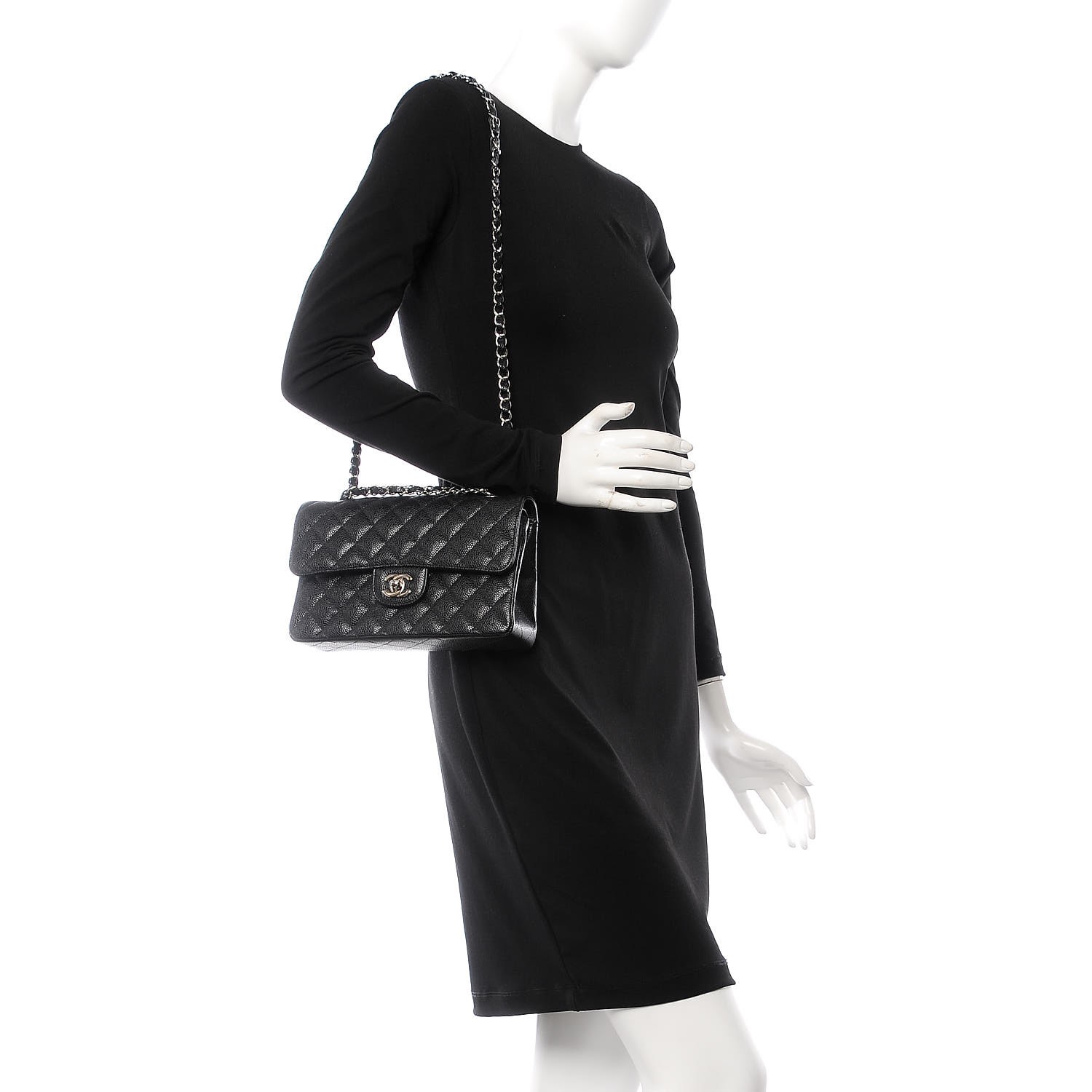 Caviar quilted small double flap black Clearance