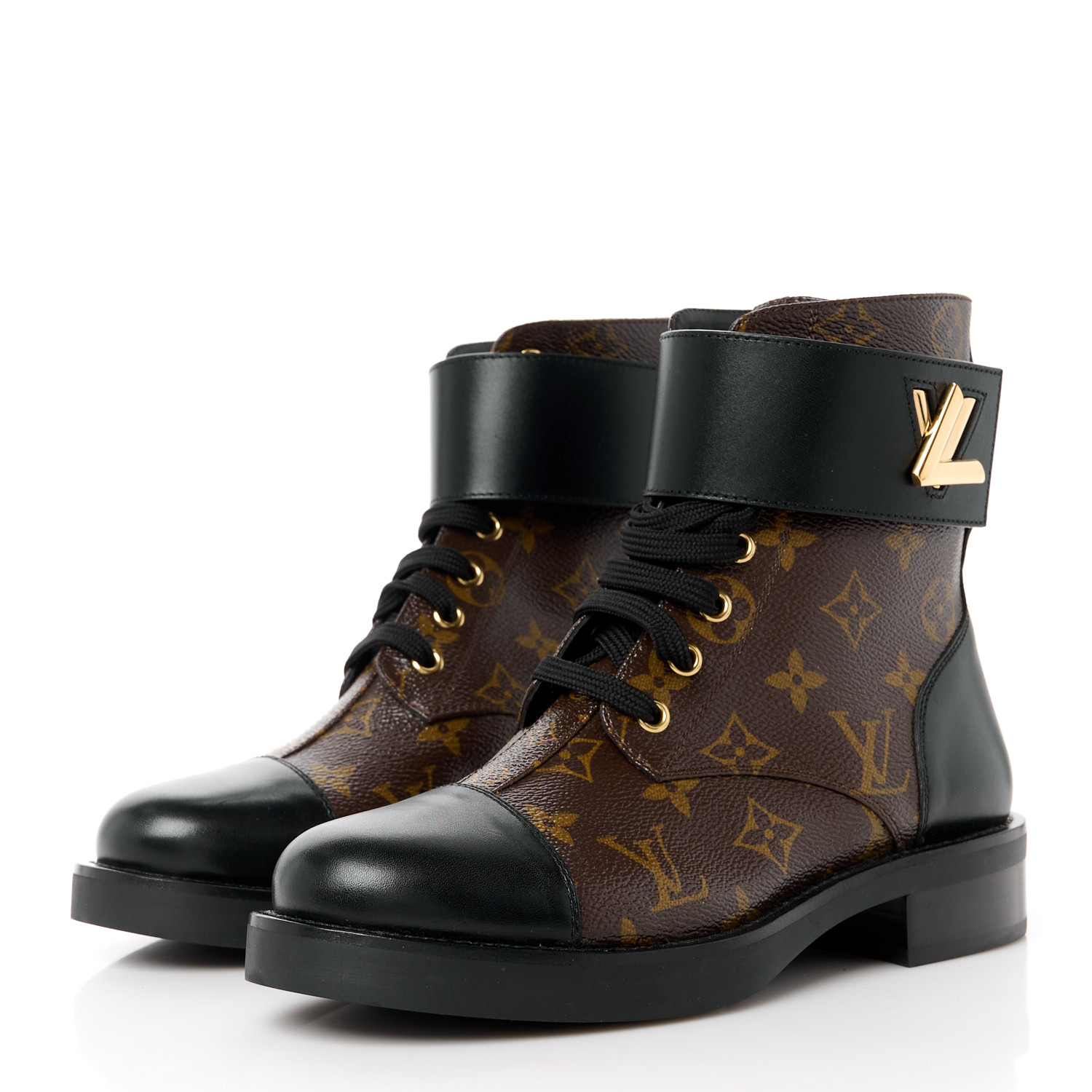 LOUIS VUITTON Calfskin Monogram Wonderland Flat Ranger Boots