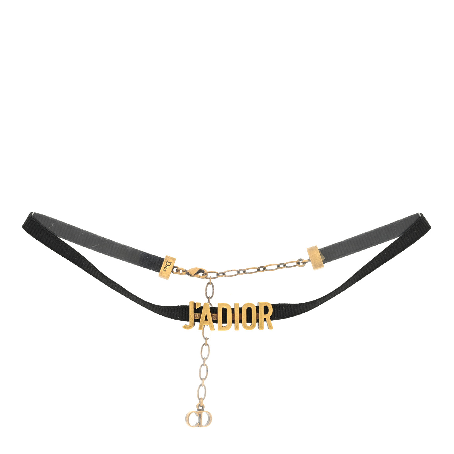 CHRISTIAN DIOR Grosgrain Ribbon J'Adior Logo Choker Necklace