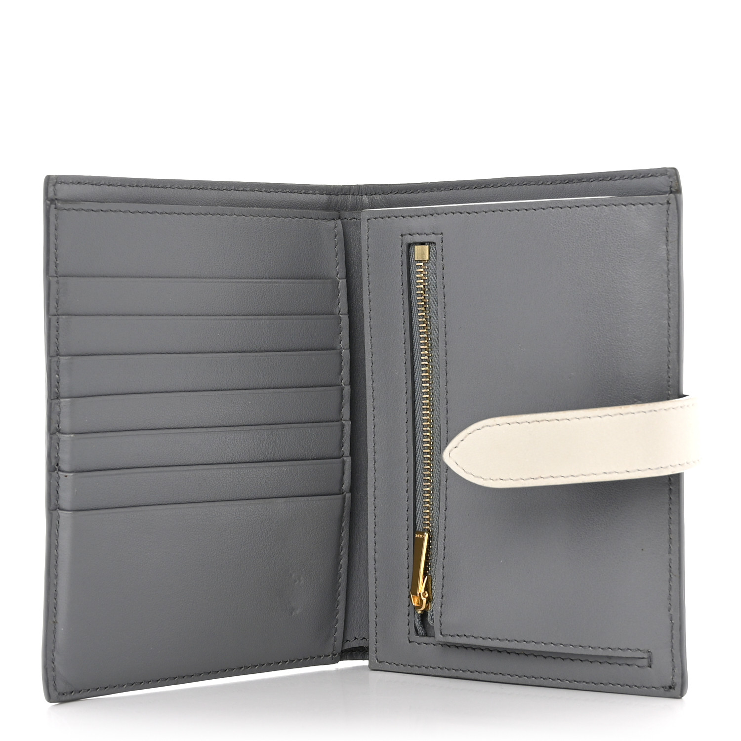 CELINE Medium Strap Wallet グレー CELINE Grained Calfskin Medium Multifunction Strap Wallet