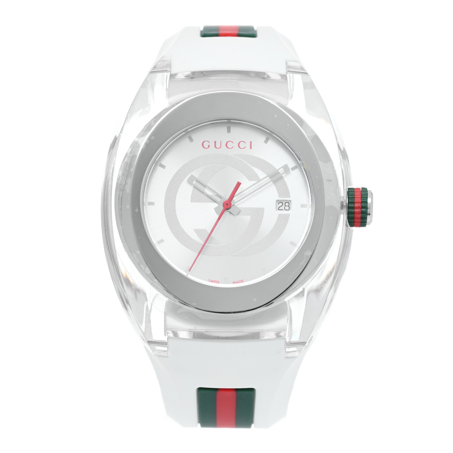 GUCCI時計 GUCCI Stainless Steel Rubber 46mm Sync Web Quartz Watch
