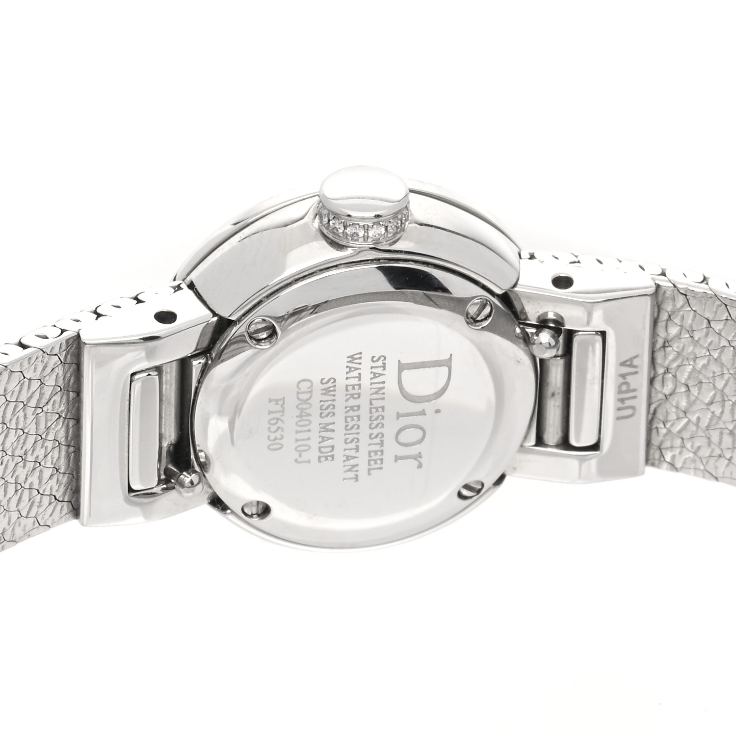 CHRISTIAN DIOR Stainless Steel Diamond Bezel Pink Mother of