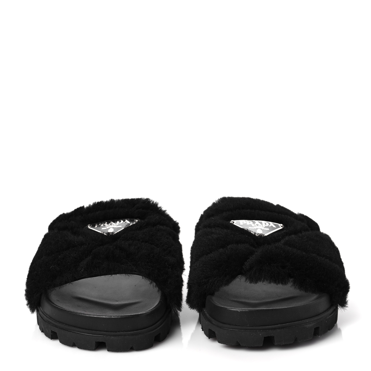 ☆送料・関税込☆PRADA★TRIANGLE LOGO SLIDES★ミュール Prada triangle-logo Leather Slides | Black | FARFETCH