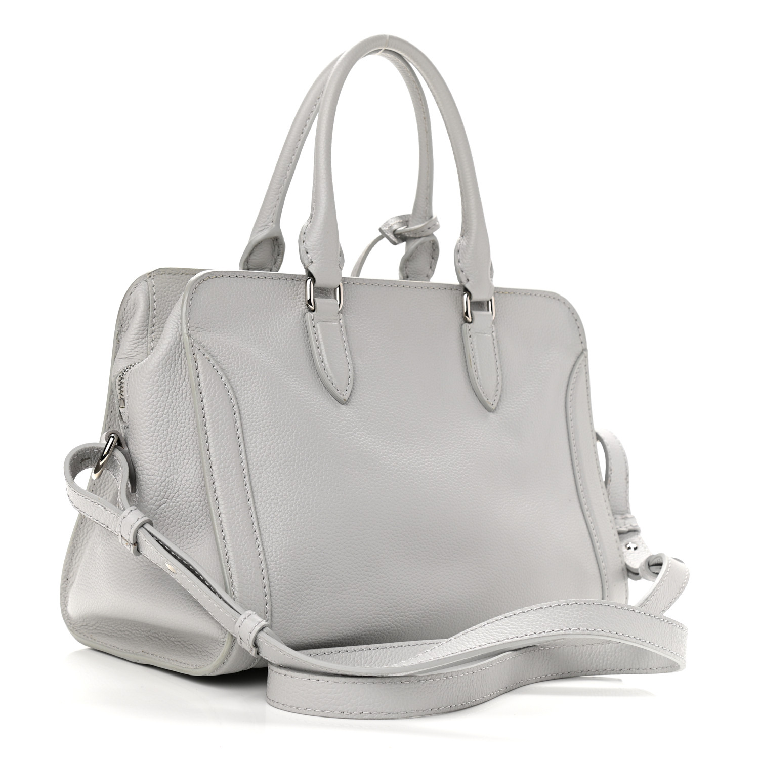 ALEXANDER MCQUEEN Pebbled Calfskin Small Skull Padlock Zip