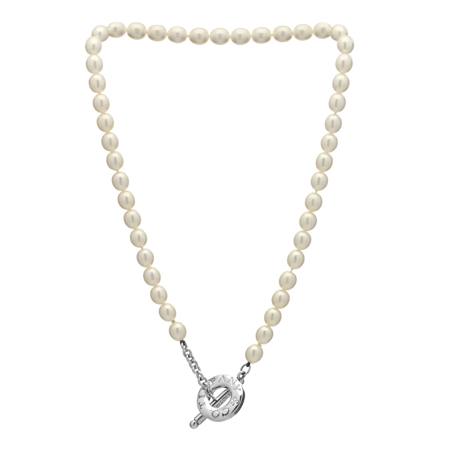TIFFANY Sterling Silver Pearl Strand Toggle Necklace 1104853