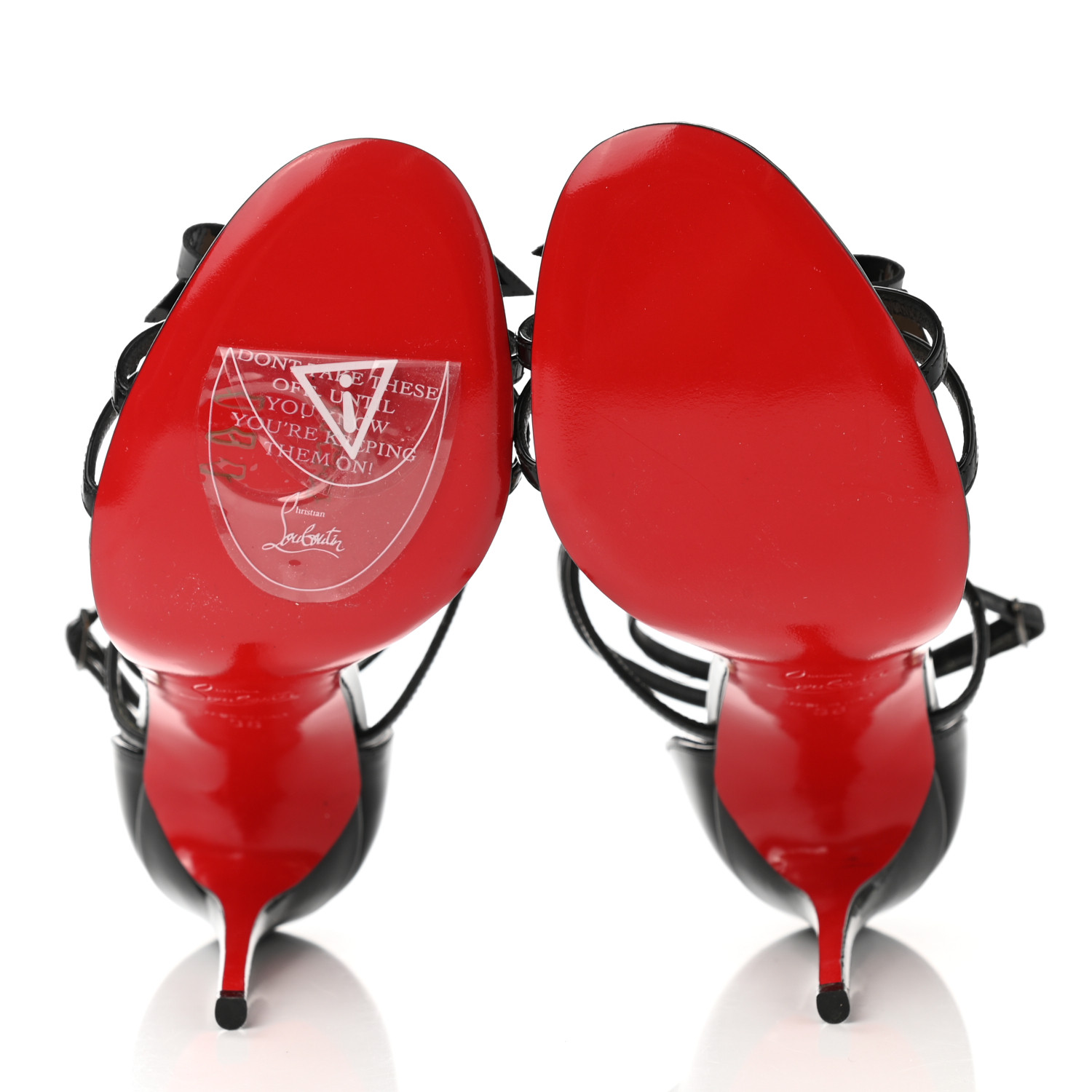 CHRISTIAN LOUBOUTIN Patent Blakissima 100 T-Strap Sandals 36