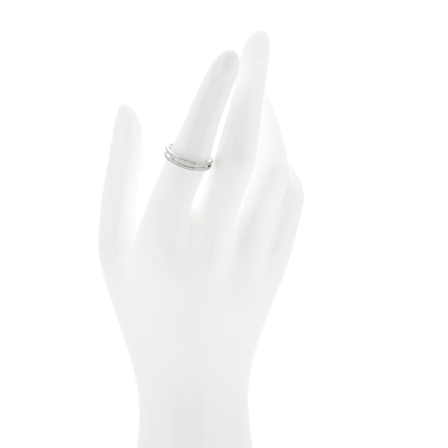 HERMES 18K White Gold Diamond Ariane Wedding Band Ring 54 7