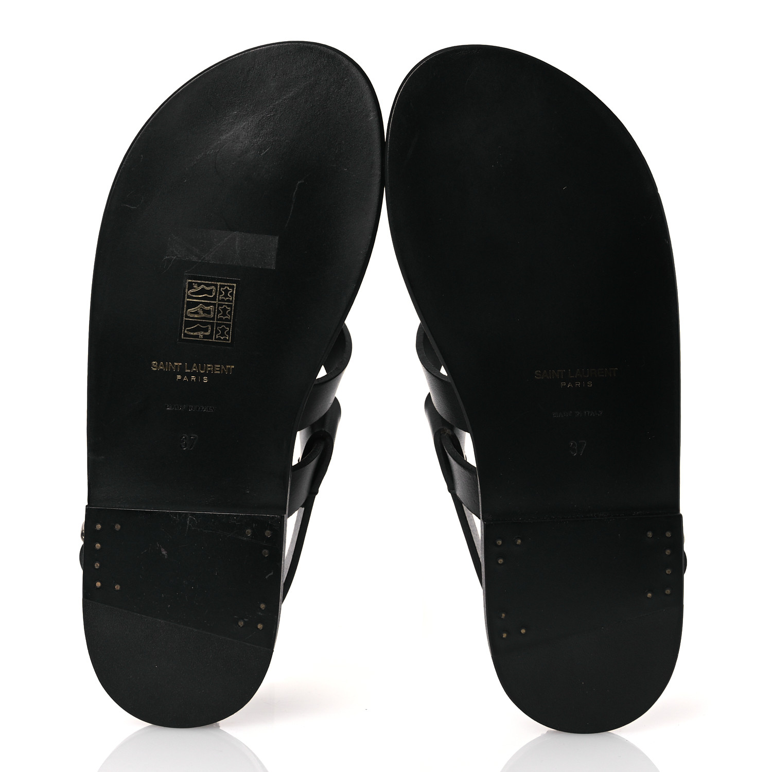 SAINT LAURENT Calfskin Pepe 05 Sandals 37 Black 1646588