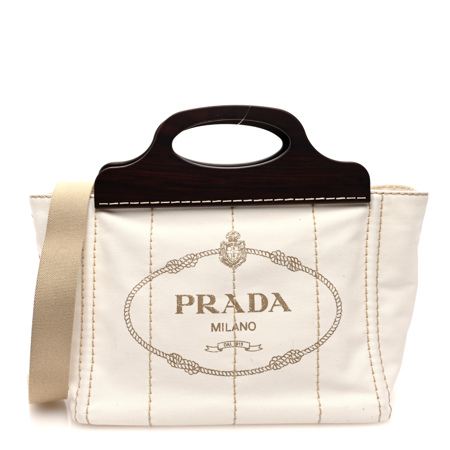 バッグ Prada canapa legno PRADA Canapa Legno Logo Tote White 1648128 | FASHIONPHILE