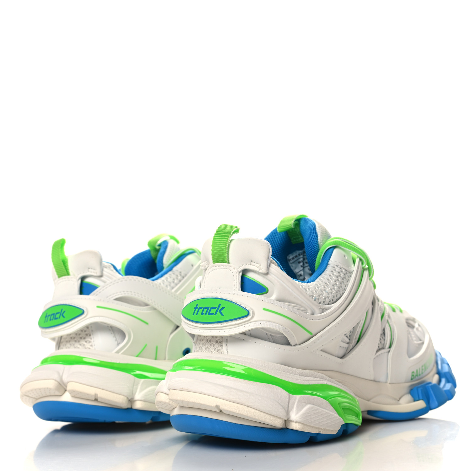 BALENCIAGA Mesh Rubber Womens Track Sneakers 38 White Green