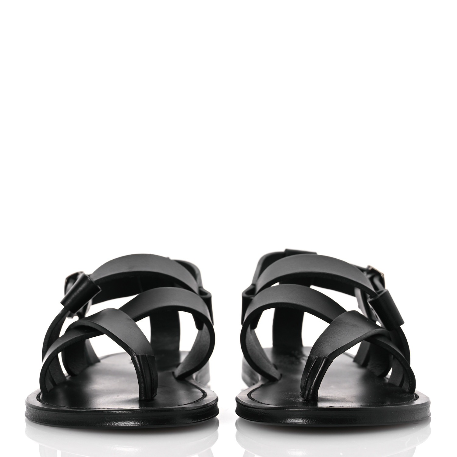 SAINT LAURENT Calfskin Pepe 05 Sandals 37 Black 1646588
