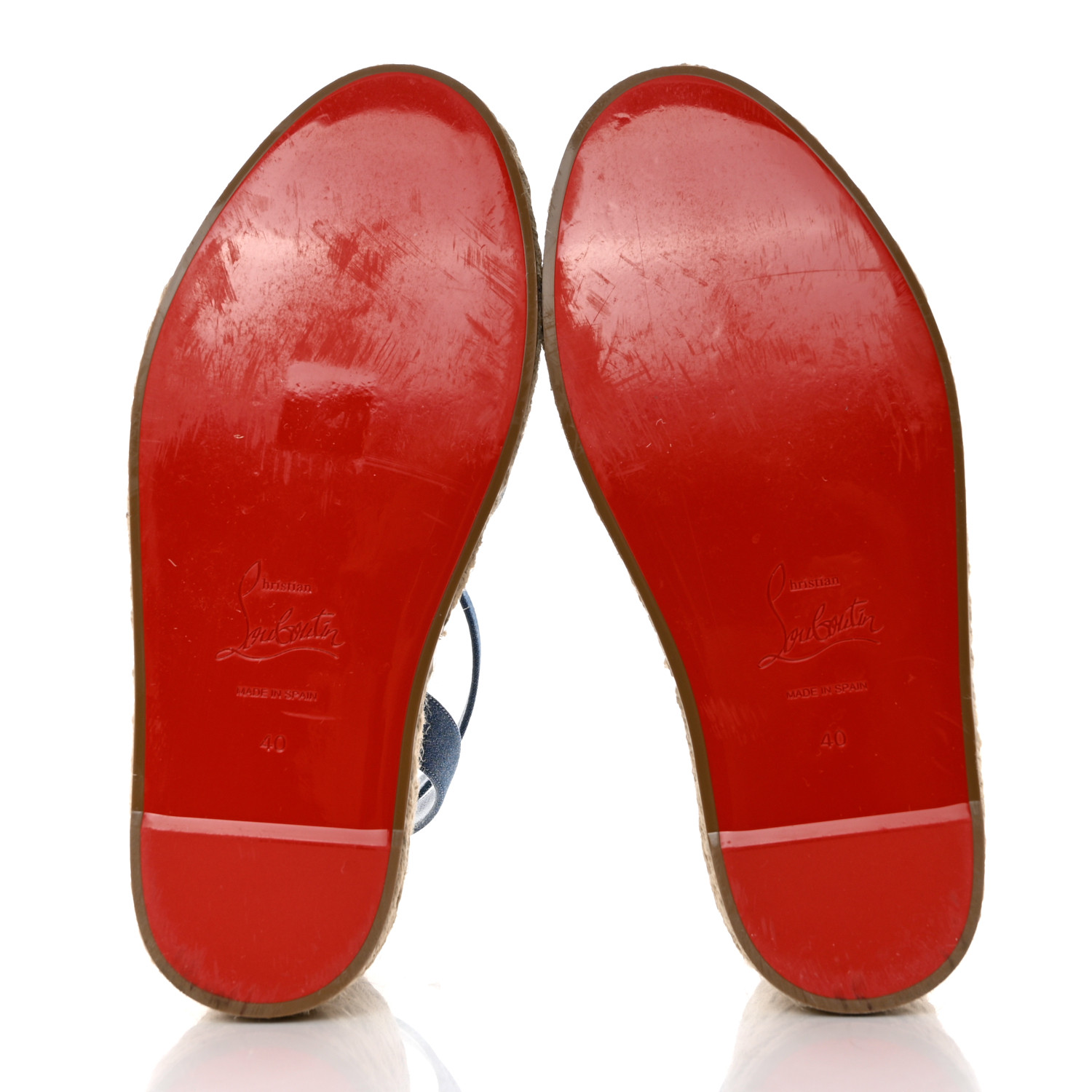 CHRISTIAN LOUBOUTIN Denim Mariza Zeppa 130 Wedge Sandals 40