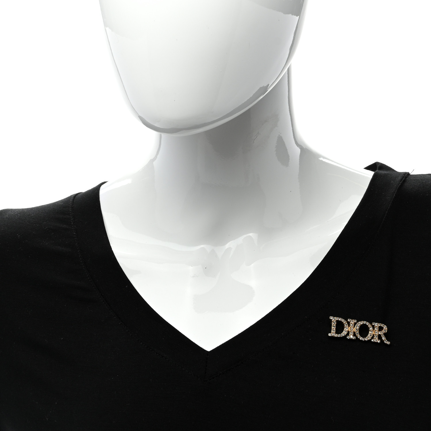 CHRISTIAN DIOR Crystal Dior Logo Brooch Gold 1279114