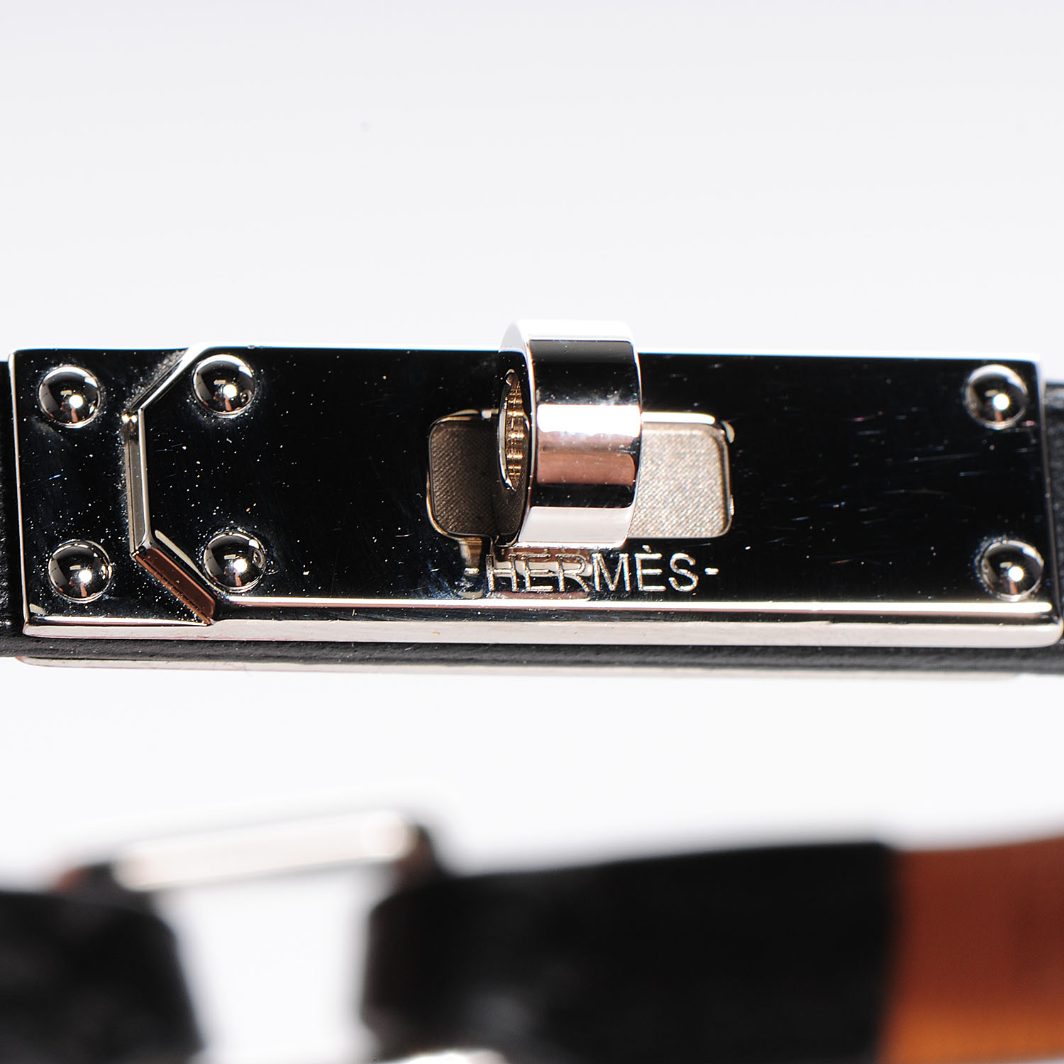 送料込み【HERMES】エルメス BLACK CHAMONIX KELLY BRACELET Hermes Black Chamonix Palladium Fleuron Bracelet