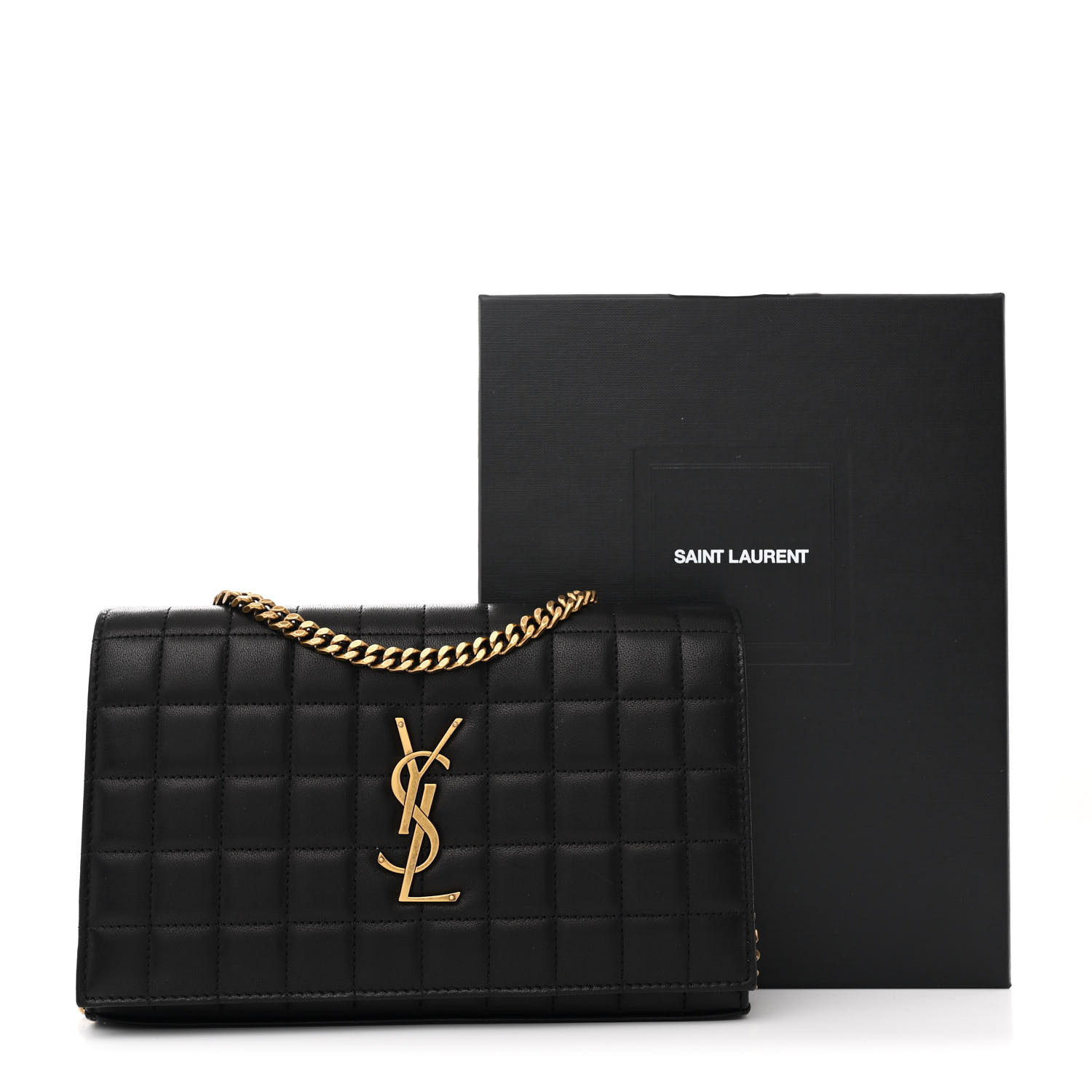★SAINT LAURENT★関税込♪NEW♪Cassandre wallet chainバッグ SAINT LAURENT Lambskin Carre Quilted Cassandre Chain Wallet