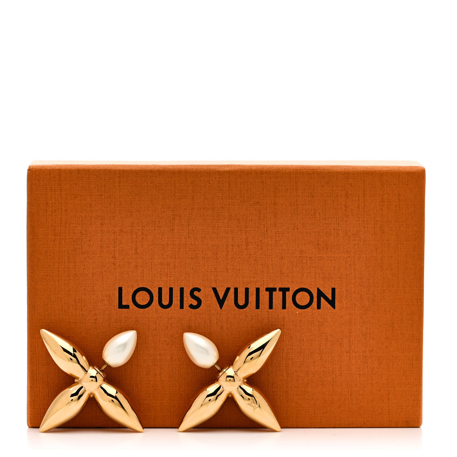 LOUIS VUITTON Pearl Louisette By Night Earrings Gold 1666126