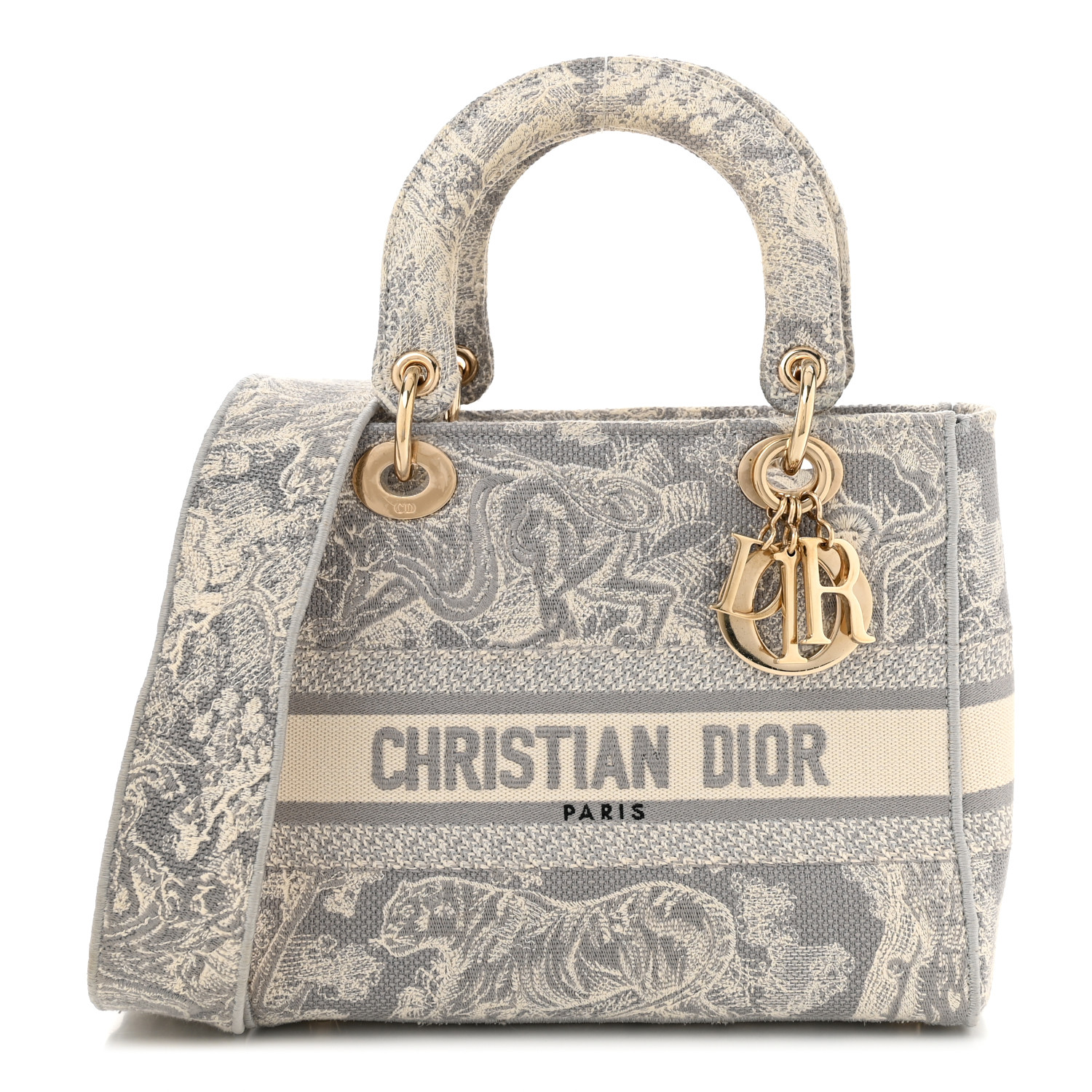 完売必至！Toile de Jouy Reverse LADY D-LITE MEDIUM BAG CHRISTIAN DIOR Canvas Toile De Jouy Reverse Embroidered