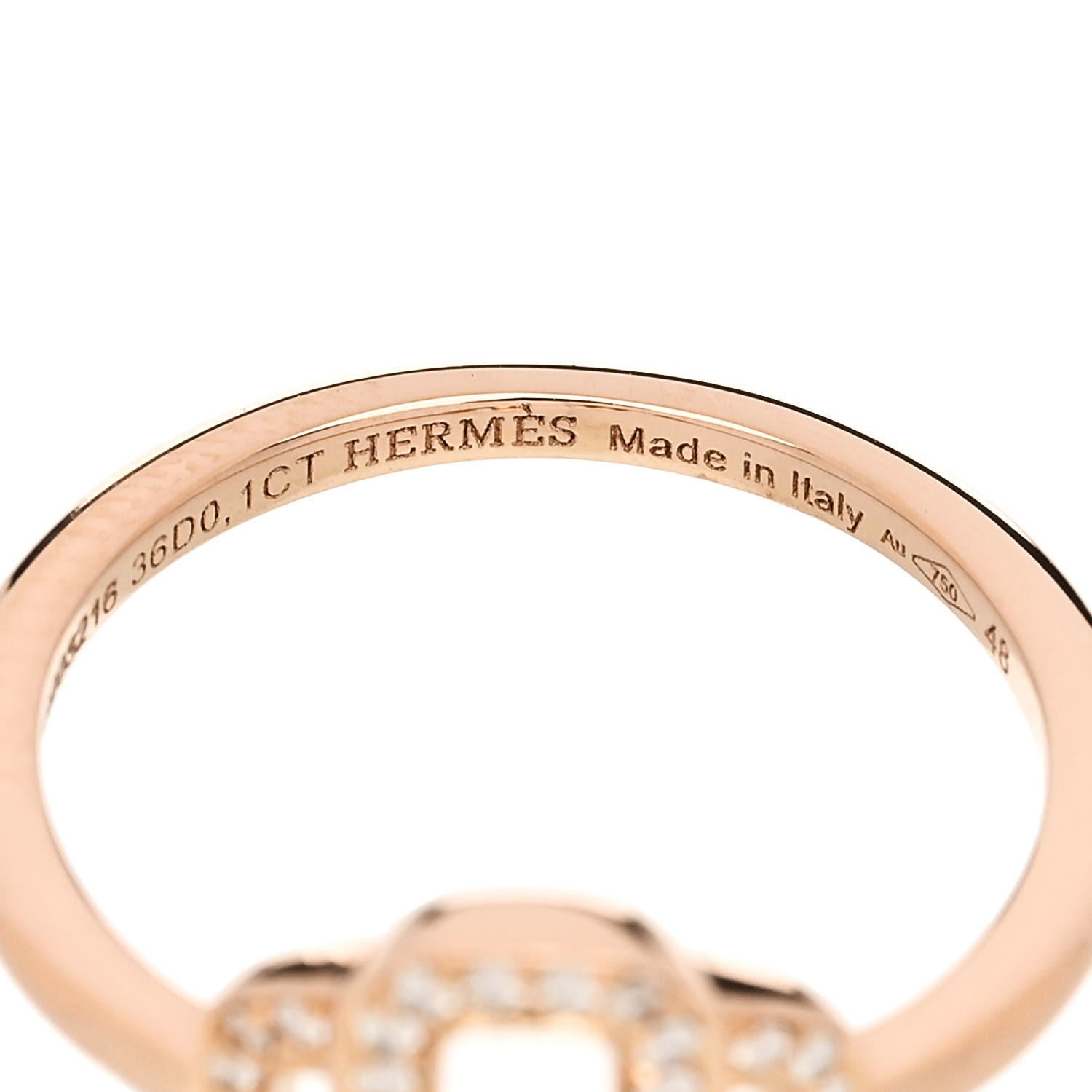 （HERMES）Bague Attelage Hermes MM HERMES 18K Rose Gold Diamond Attelage Ring 48 4.5 1662951