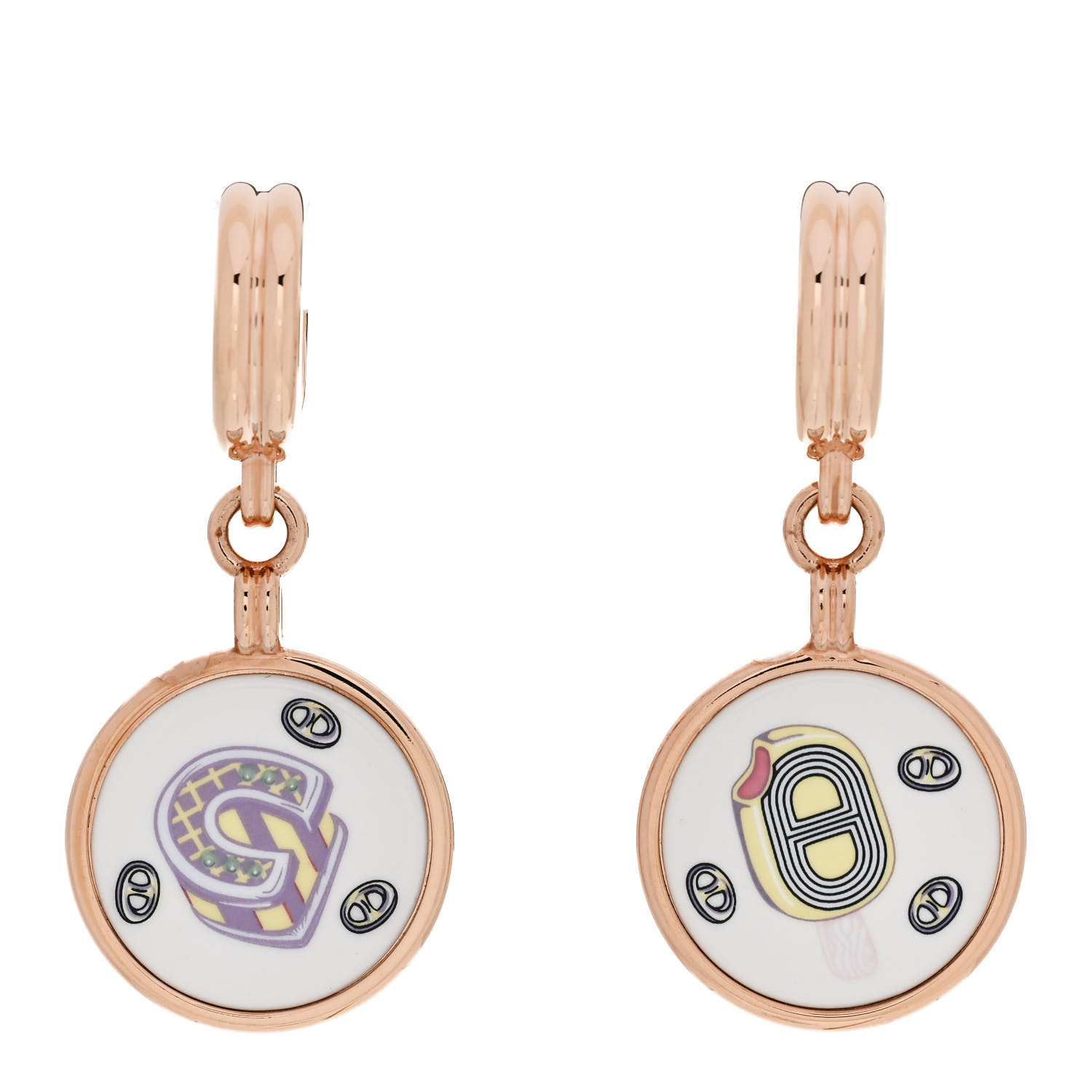【HERMES】Funny Ice Cream earrings HERMES Enamel Funny Ice Cream Earrings Jasmin 1665302
