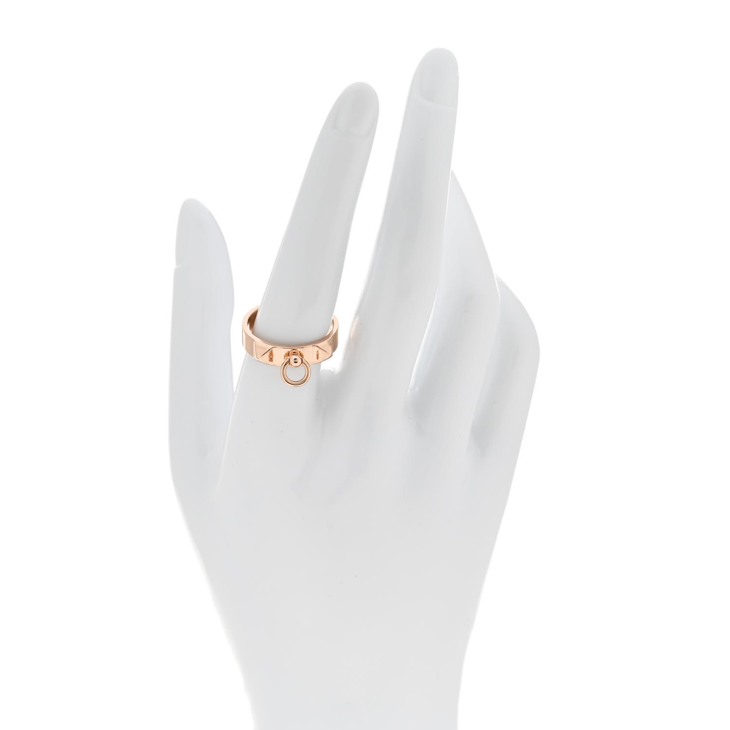 HERMES 18K Rose Gold PM Collier De Chien Ring 58 8.5 1664413