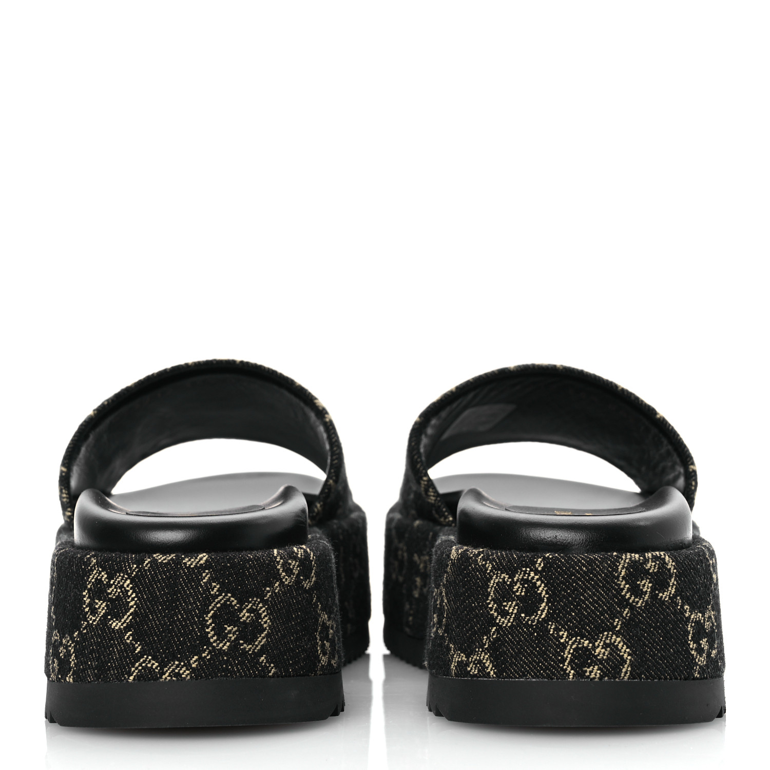 GUCCI Jacquard Black Denim GG Monogram Angelina Platform