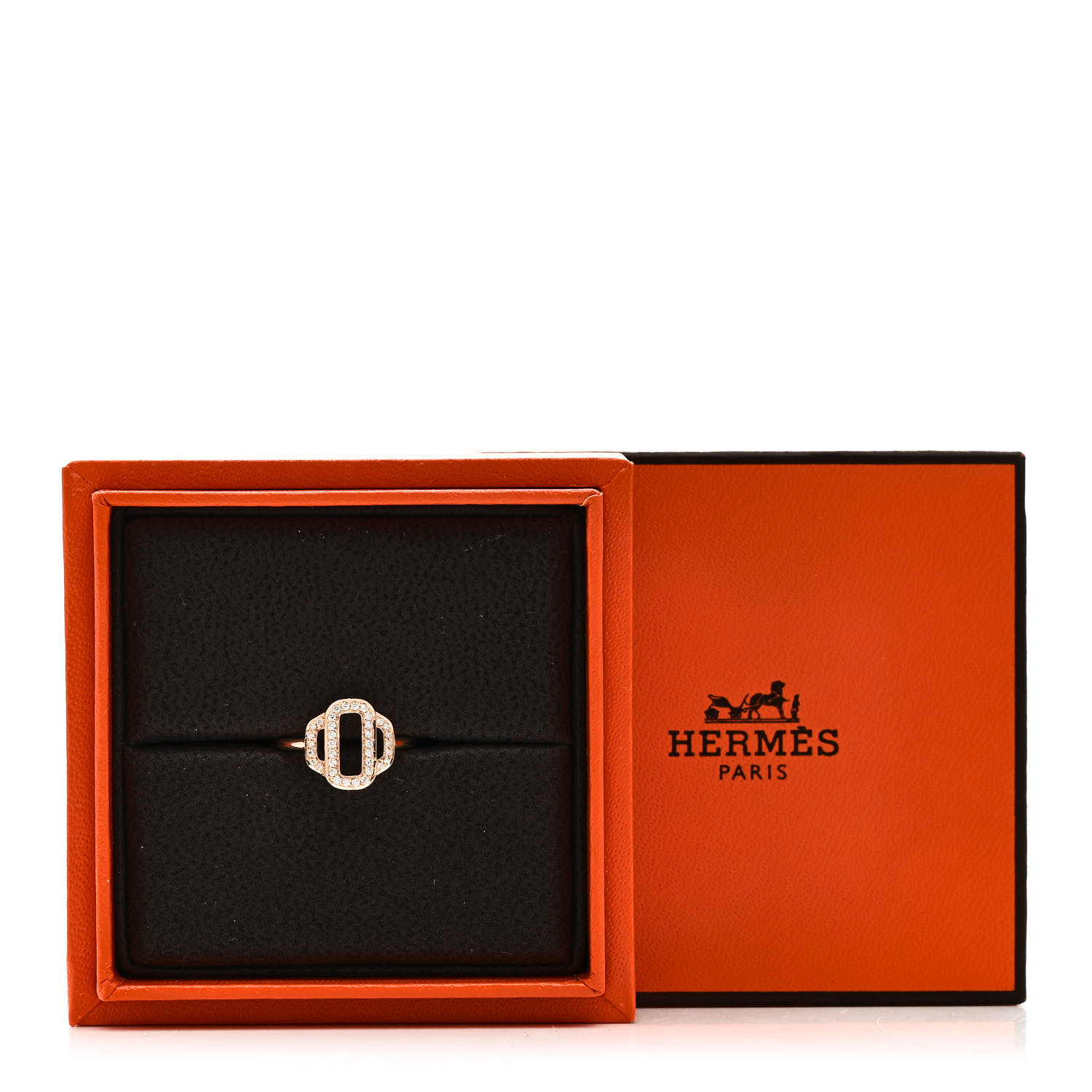 （HERMES）Bague Attelage Hermes MM HERMES 18K Rose Gold Diamond Attelage Ring 48 4.5 1662951