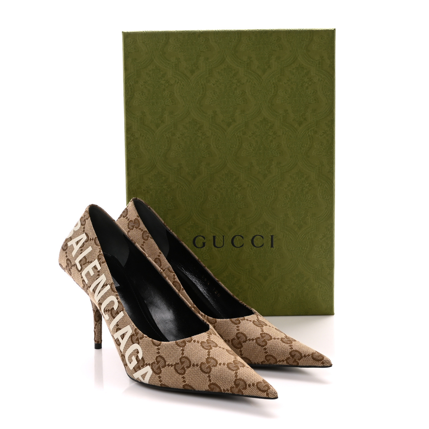 GUCCI x BALENCIAGA Square Knifeパンプス 38 BALENCIAGA X GUCCI GG Monogram Square Knife 80mm Pumps 36.5
