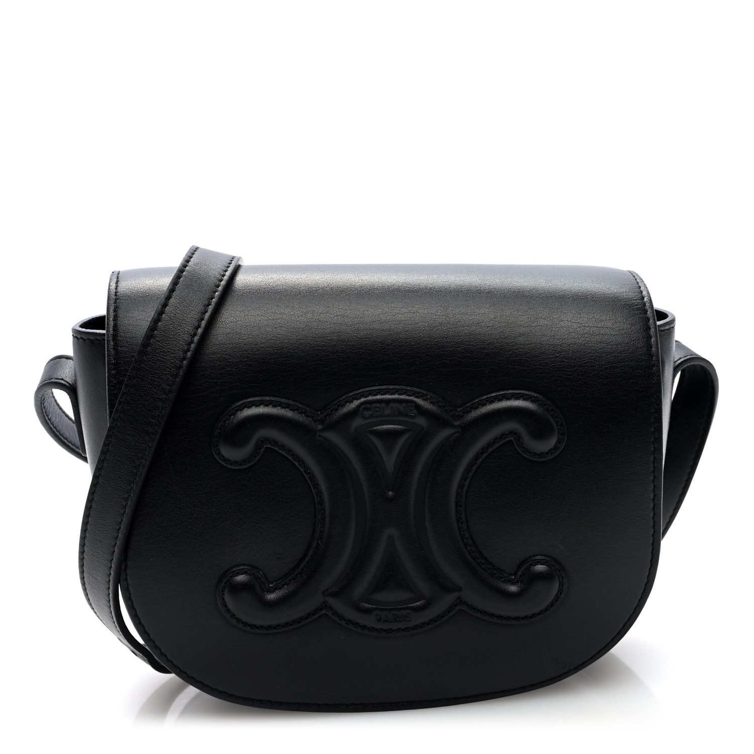 ☆【CELINE】☆Folco Cuir Triomphe in Smooth Calfskin Ta.n☆ Celine Folco Cuir Triomphe Shoulder Bag in Tan Smooth