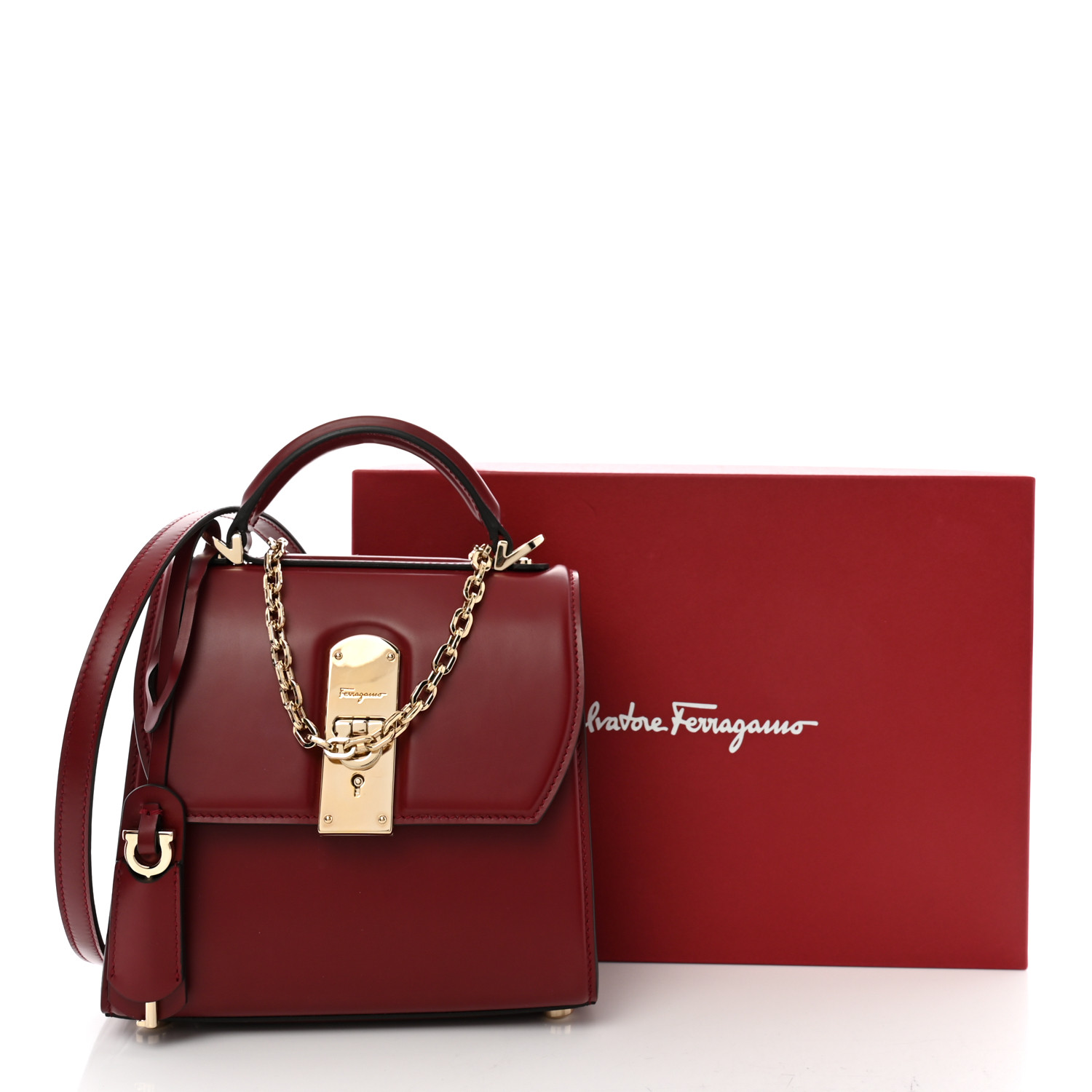 SALVATORE FERRAGAMO Smooth Calfskin Small Boxyz Red 1678842