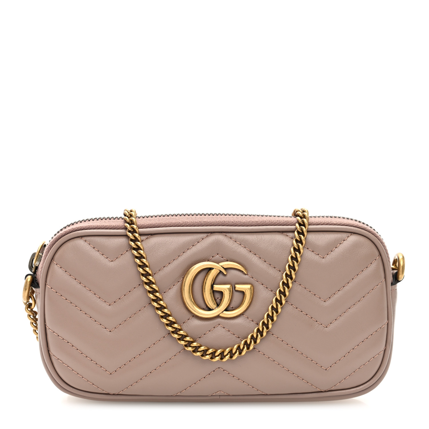 GUCCI GG MARMONT ショルダーバッグ PORCELAIN ROSE GUCCI Calfskin Matelasse Mini GG Marmont Chain Crossbody Bag
