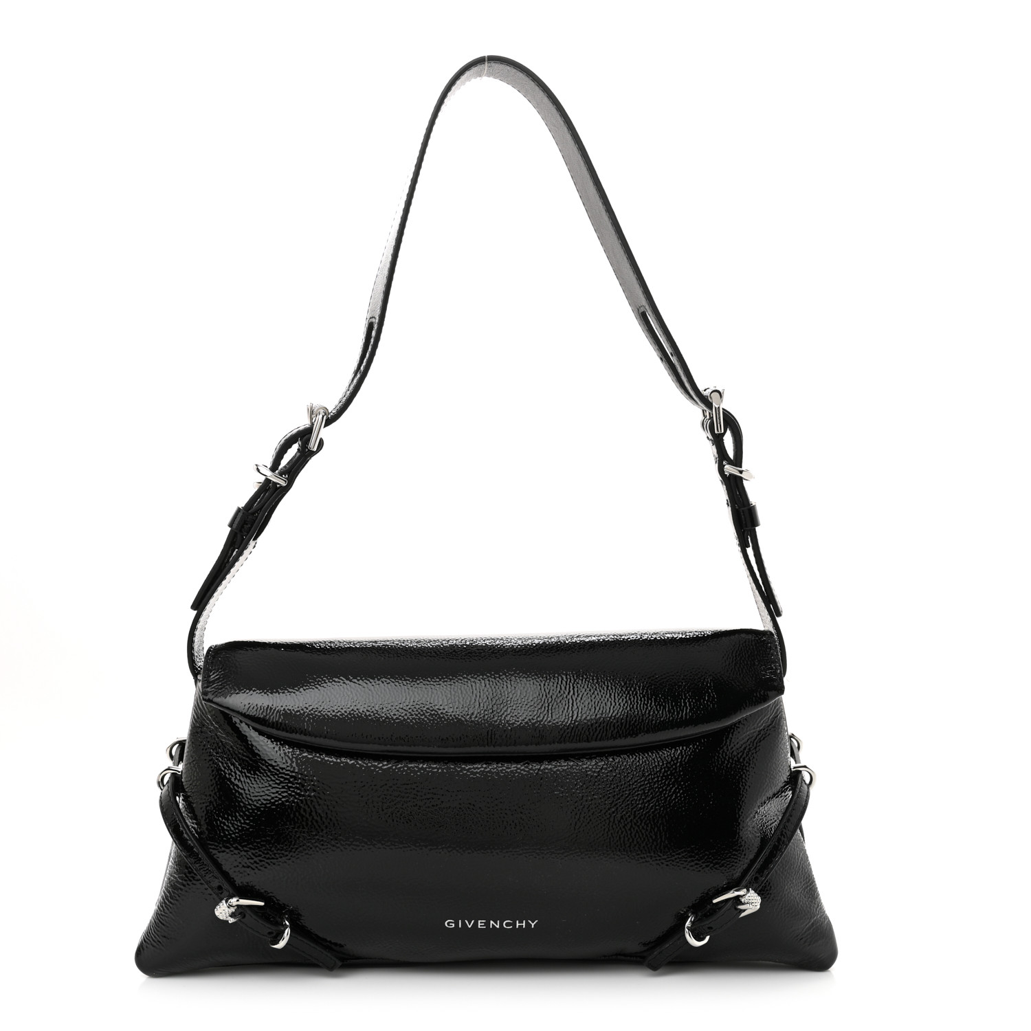 GIVENCHY Patent Calfskin Small P'tit Voyou Bag Black 1675013