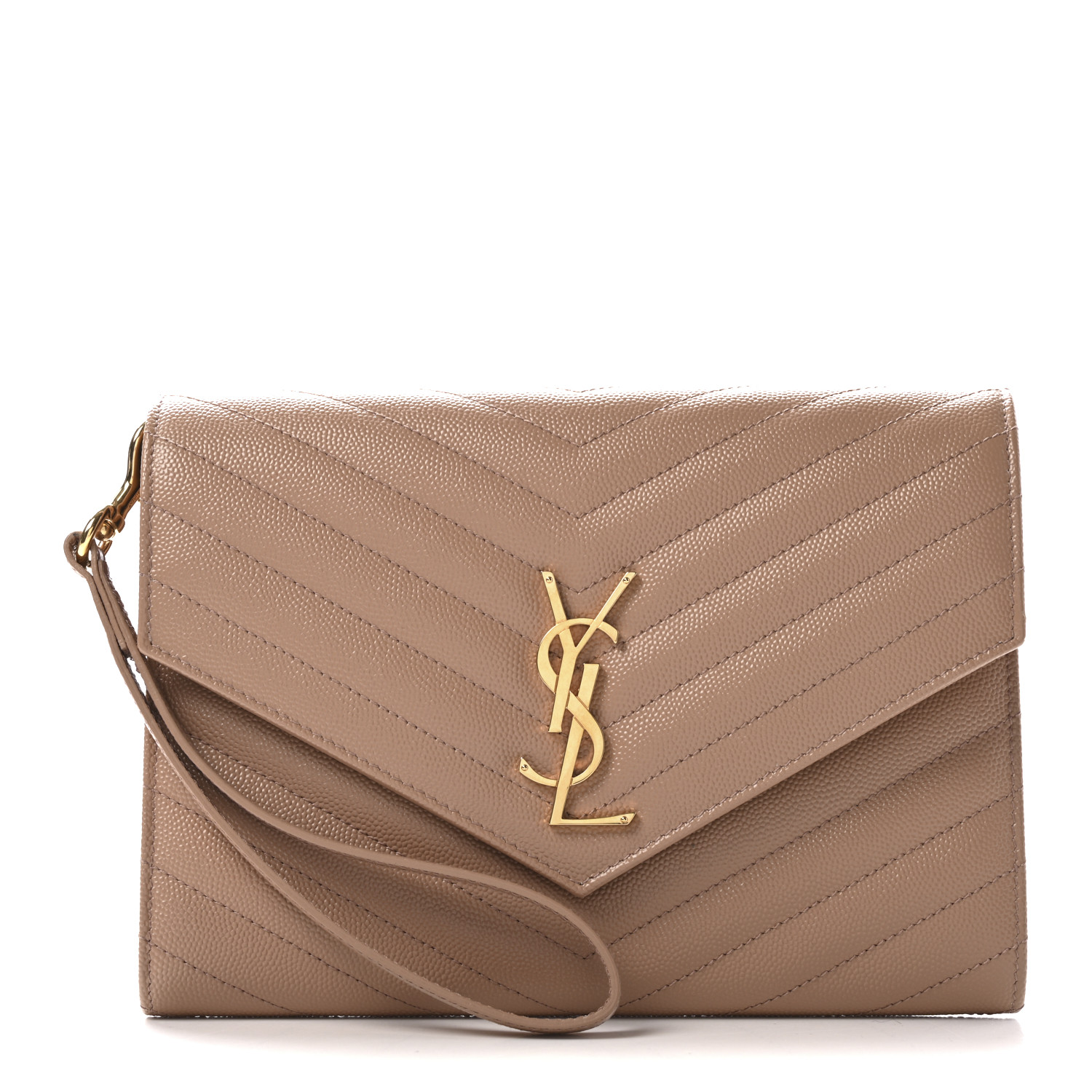 ENVELOPE GRAIN-DE-POUDREクラッチ SAINT LAURENT Grain De Poudre Matelasse Chevron Monogram