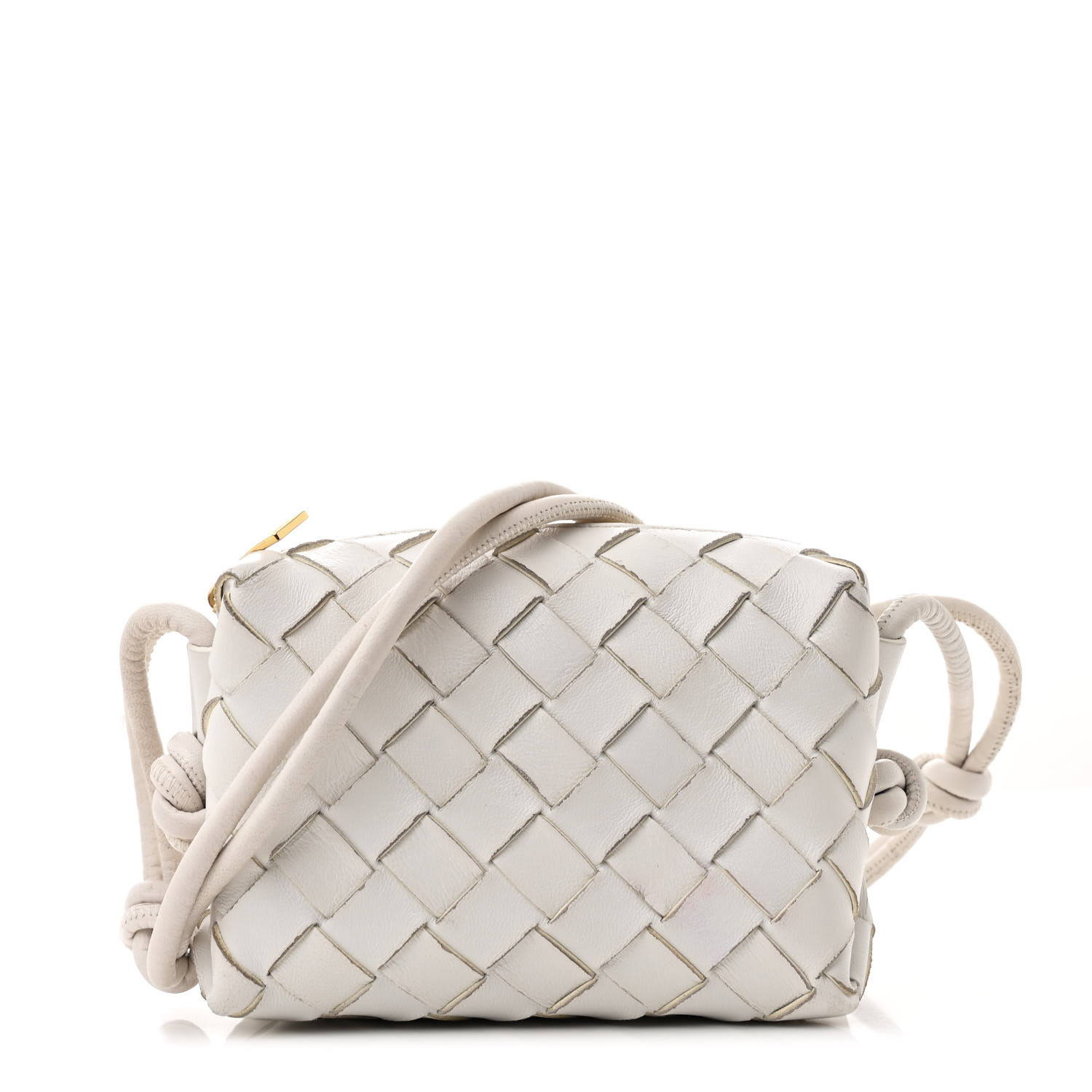 BOTTEGA VENETA ホワイトレザーバッグ Bottega Veneta Milk White Leather Zip Around Tote Bag
