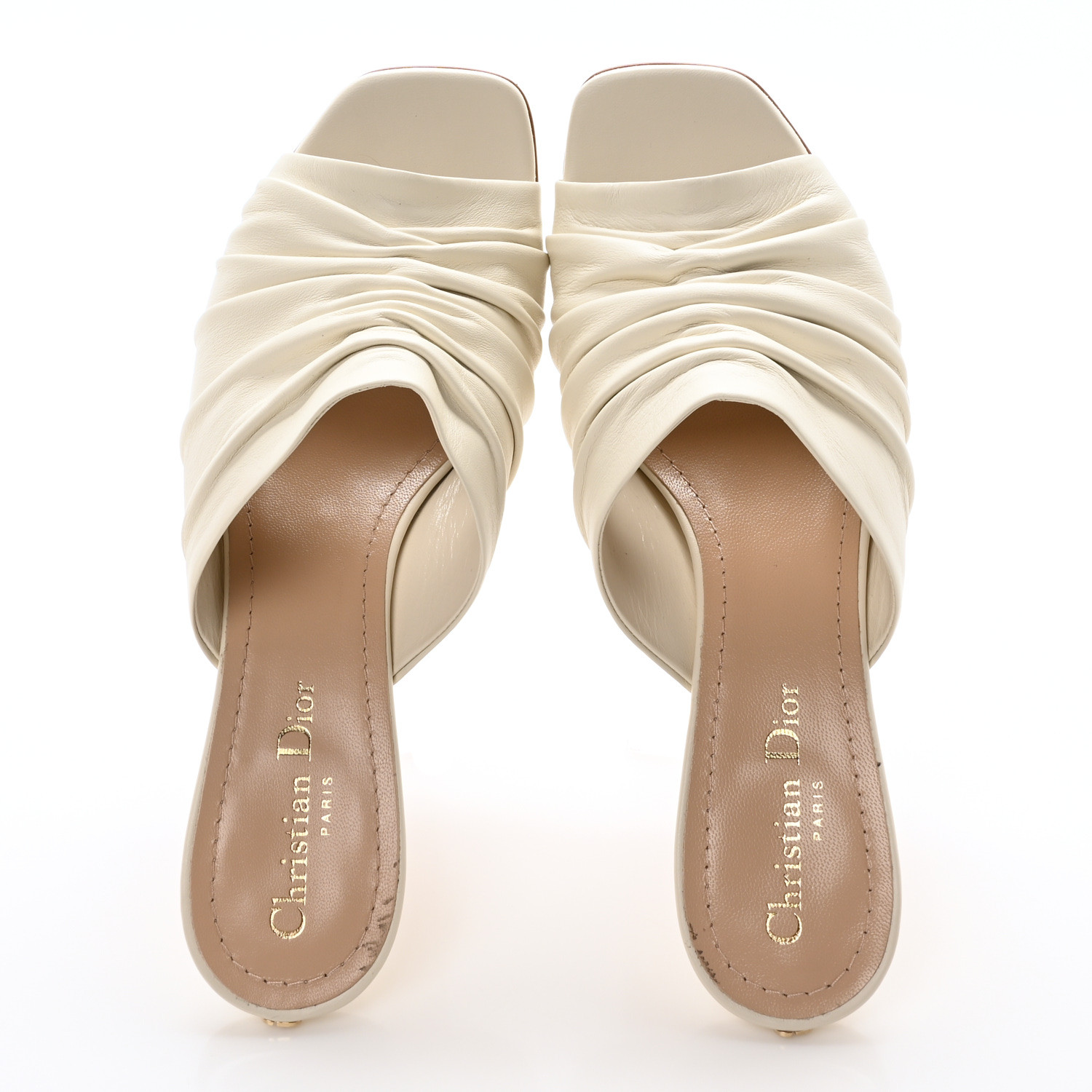 CHRISTIAN DIOR Lambskin D-Fame Mule Sandals 40 Off White
